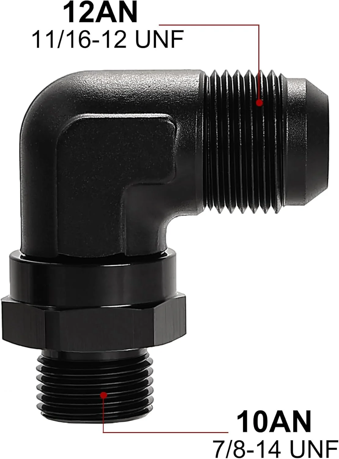 EVIL ENERGY 6/8/10/12/16AN Flare to AN ORB Male Swivel Adapter Fitting 90 Degree Black - Image 9