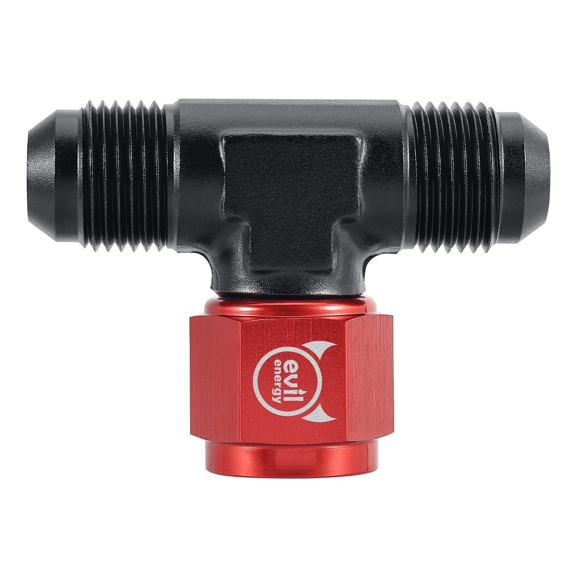 EVIL ENERGY AN Male Tee Fitting Adaptor with Female Swivel on Side Red&Black(4/6/8/10AN) - Image 9
