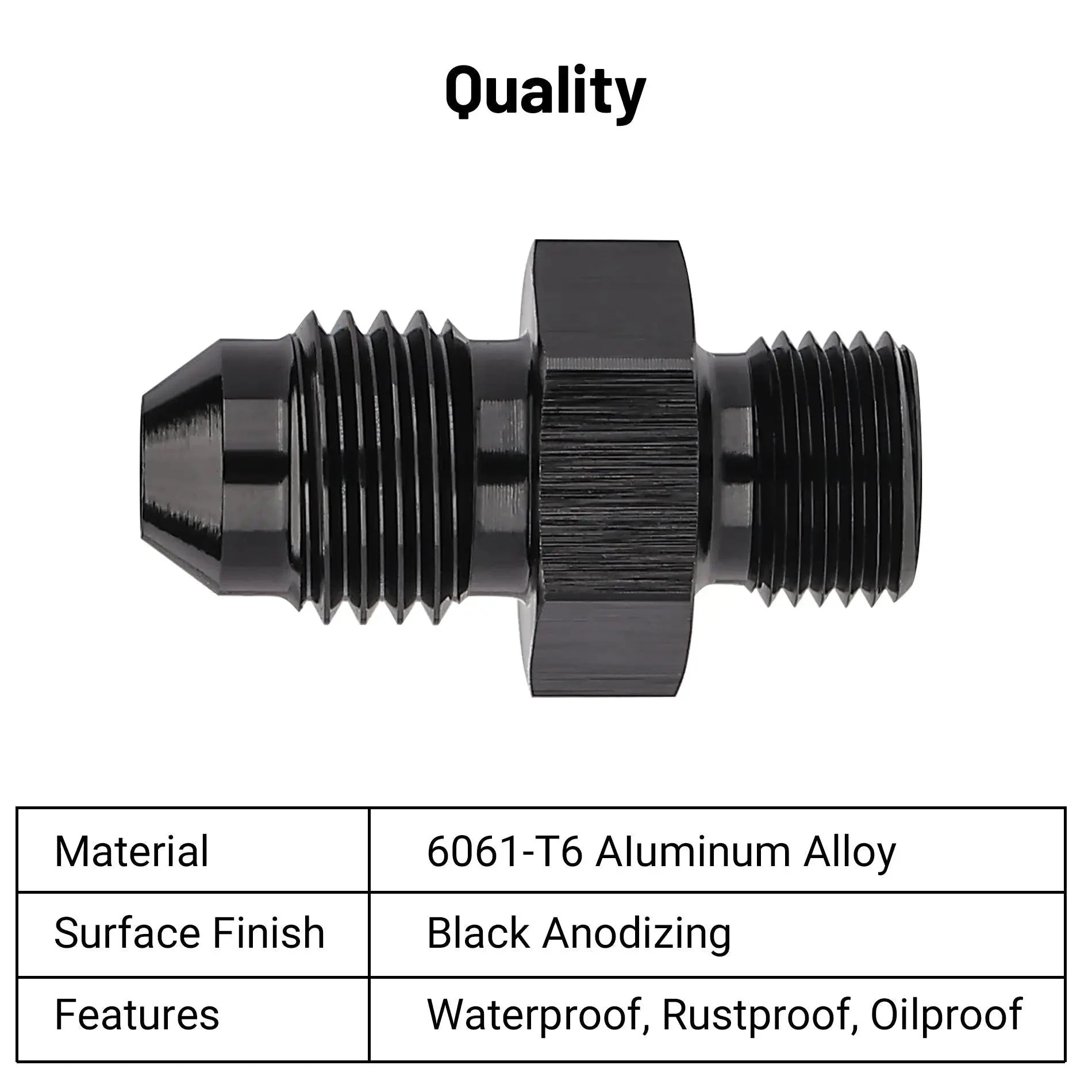 EVIL ENERGY AN Male to BSPP Fitting - 4/6/8/10/12 AN Adapter Straight Aluminum Black - Image 3