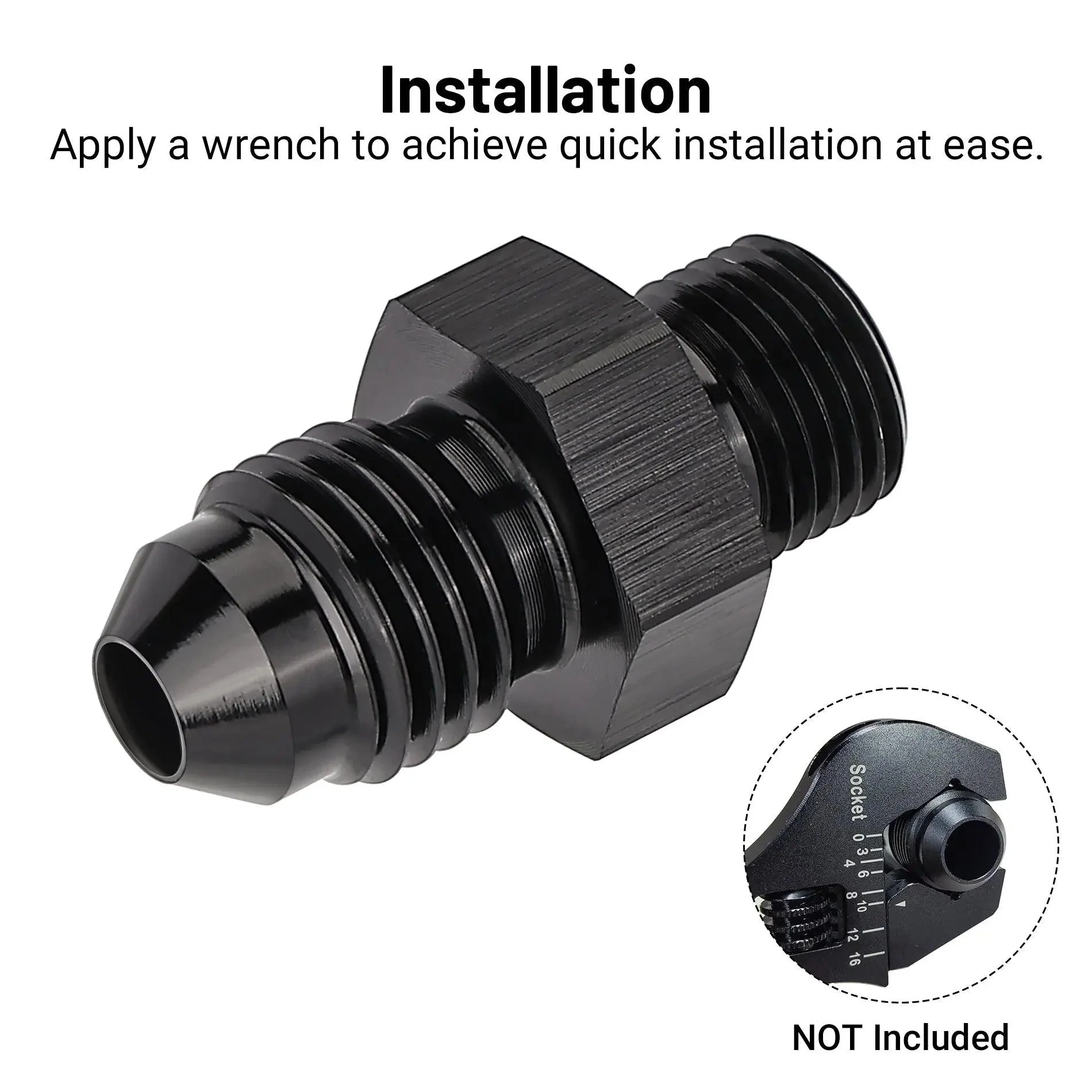 EVIL ENERGY AN Male to BSPP Fitting - 4/6/8/10/12 AN Adapter Straight Aluminum Black - Image 4