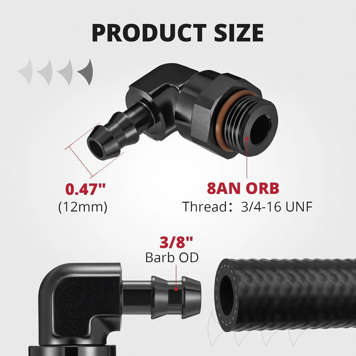EVIL ENERGY AN ORB Male to Barb 90 Degree / Straight Aluminum Fuel Hose Fitting - Image 11