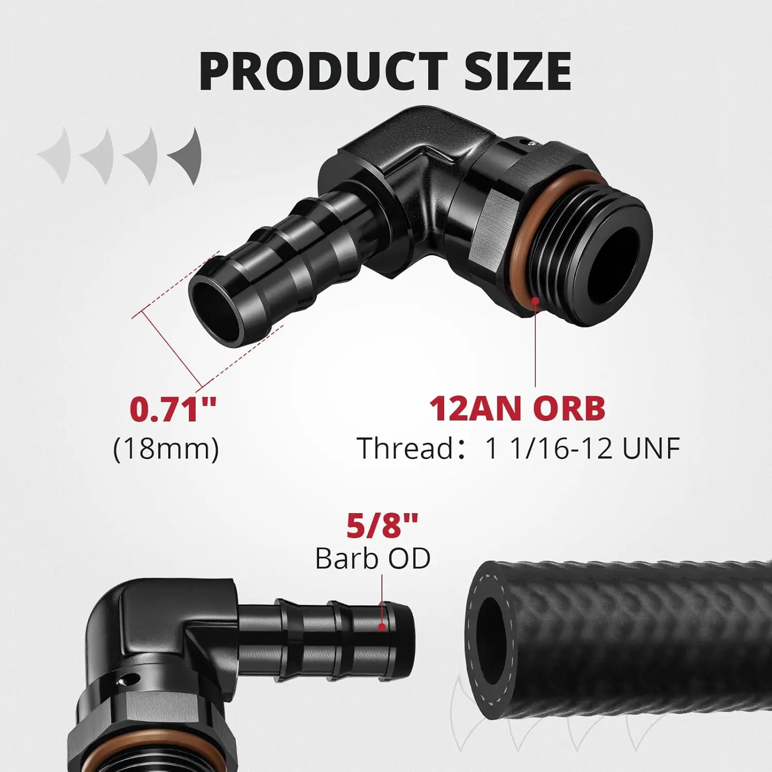EVIL ENERGY AN ORB Male to Barb 90 Degree / Straight Aluminum Fuel Hose Fitting - Image 14