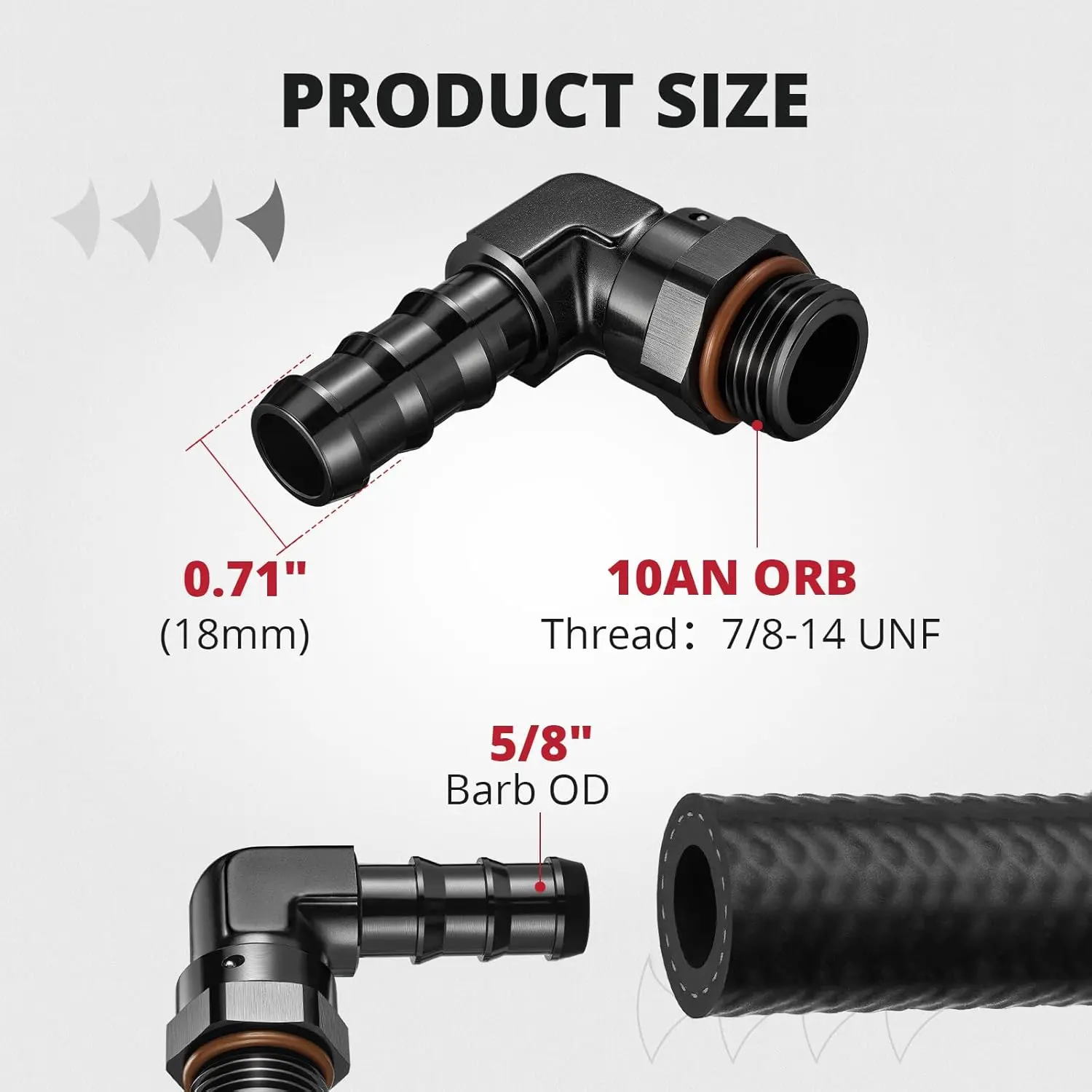 EVIL ENERGY AN ORB Male to Barb 90 Degree / Straight Aluminum Fuel Hose Fitting - Image 15