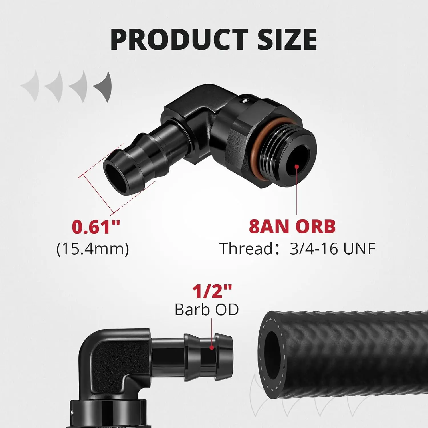 EVIL ENERGY AN ORB Male to Barb 90 Degree / Straight Aluminum Fuel Hose Fitting - Image 5