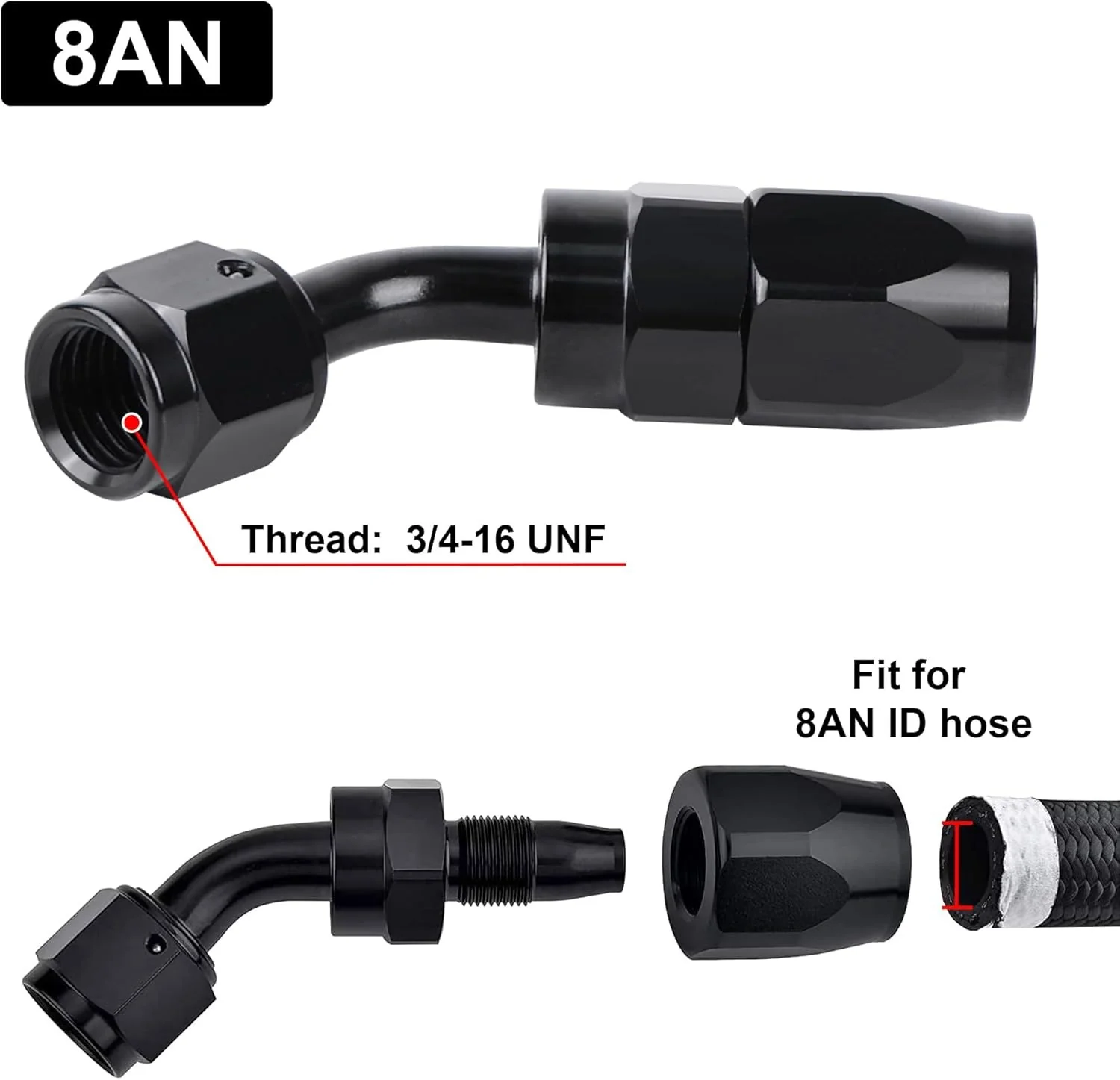 EVIL ENERGY AN Swivel Hose End Fitting Kit – 8PCS Aluminum Set（6AN/8AN/10AN） - Image 7