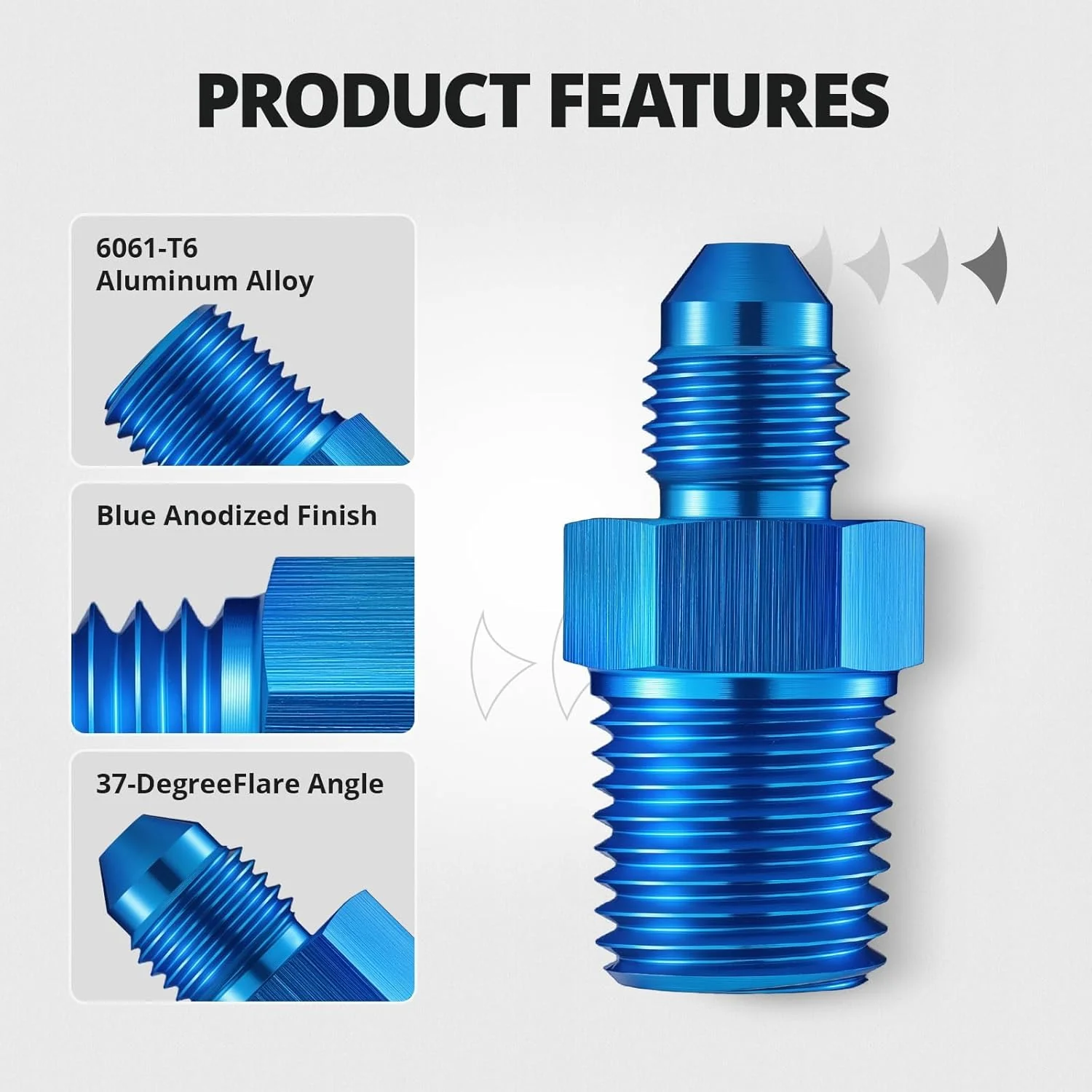 EVIL ENERGY AN to NPT Straight Aluminum Flare Fitting for Fuel, Cooling Systems, Blue - Image 17