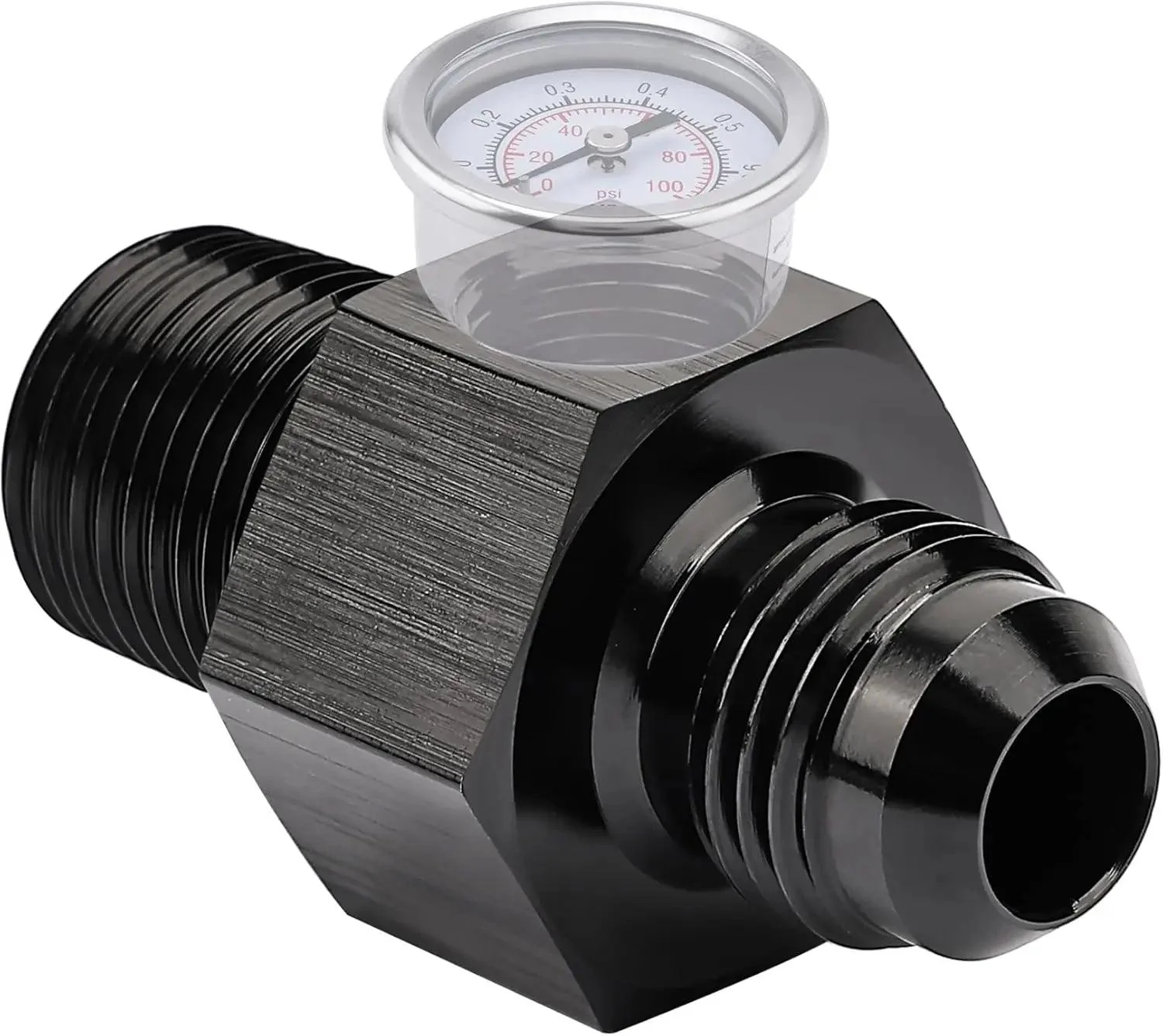 EVIL ENERGY AN to NPT with 1/8 NPT Gauge Port Fuel Pressure Take Off Fitting Adapter Aluminum - Image 4
