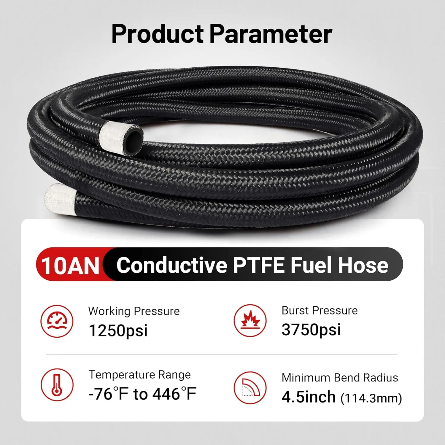 EVIL ENERGY Antistatic 6/8/10AN PTFE Fuel Hose Line | 10/20FT E85 Compatible Braided Fuel Line Hose kit Black - Image 11