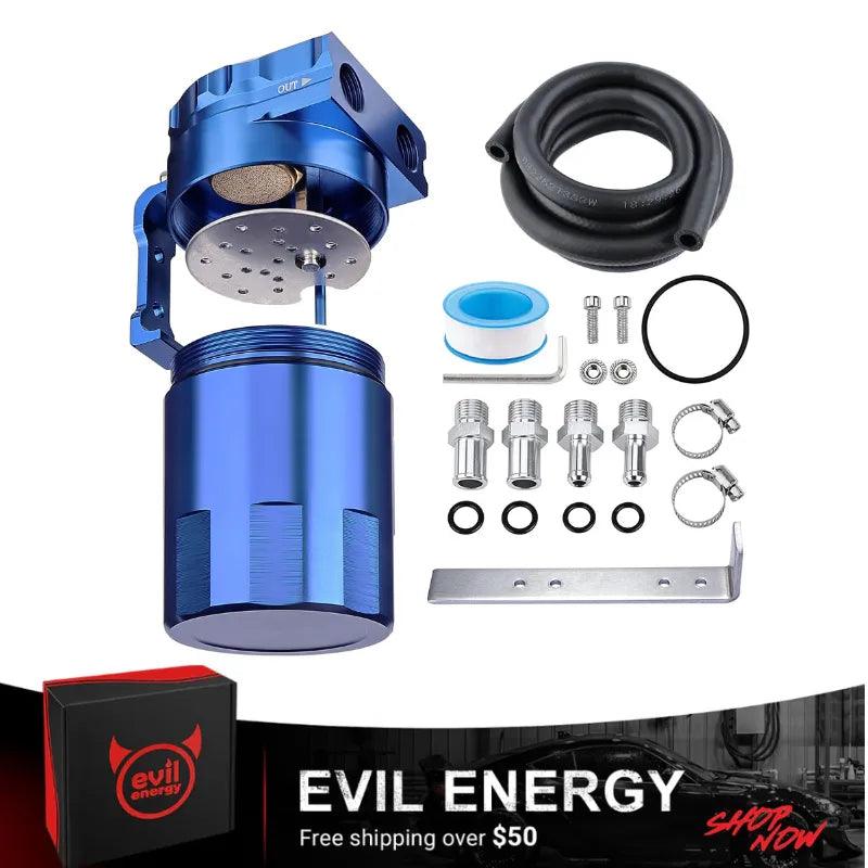 EVIL ENERGY Oil Catch Can, Baffle Catch Can Tank with Hose Kit Universal Aluminum Air Oil Separator Can 300ML - Image 9