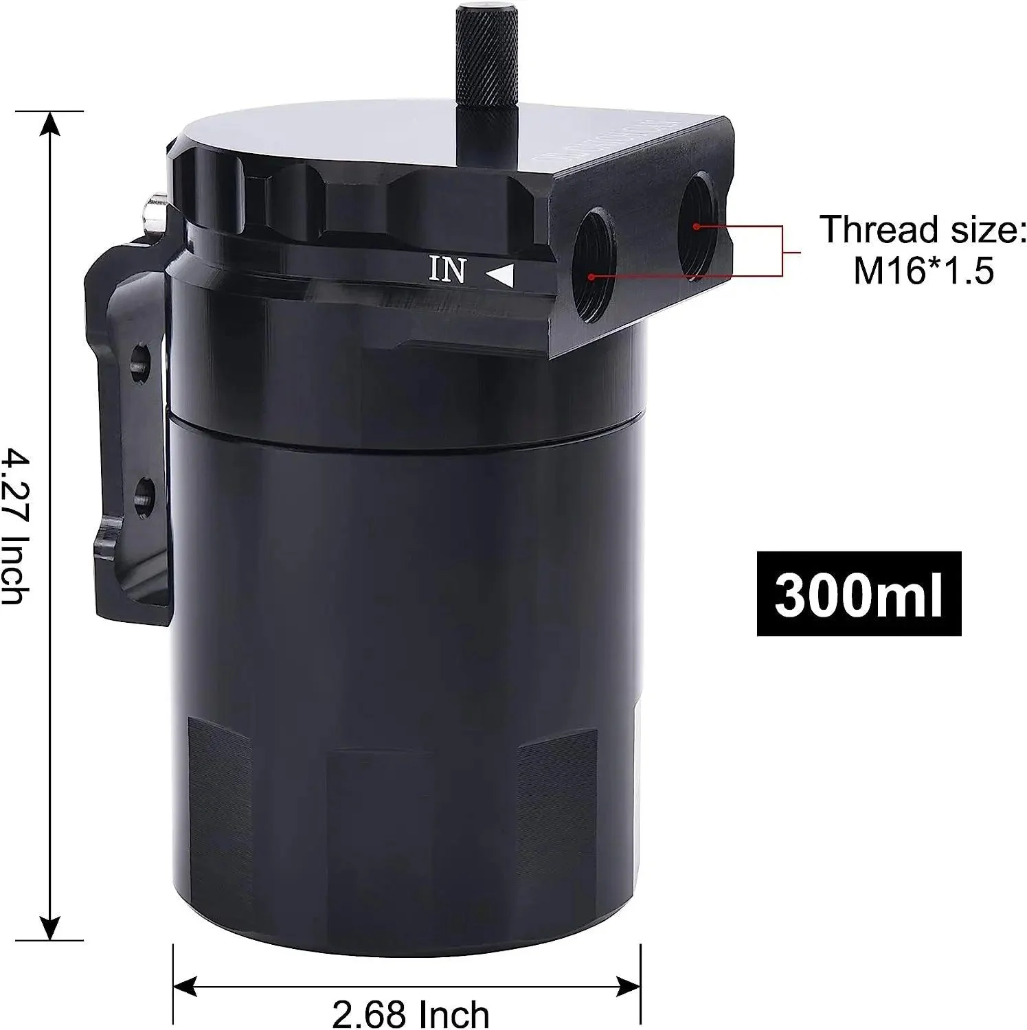 EVIL ENERGY Baffled Oil Catch Can Oil Separator Catch Can 300ml Universal Aluminum Black - Image 10