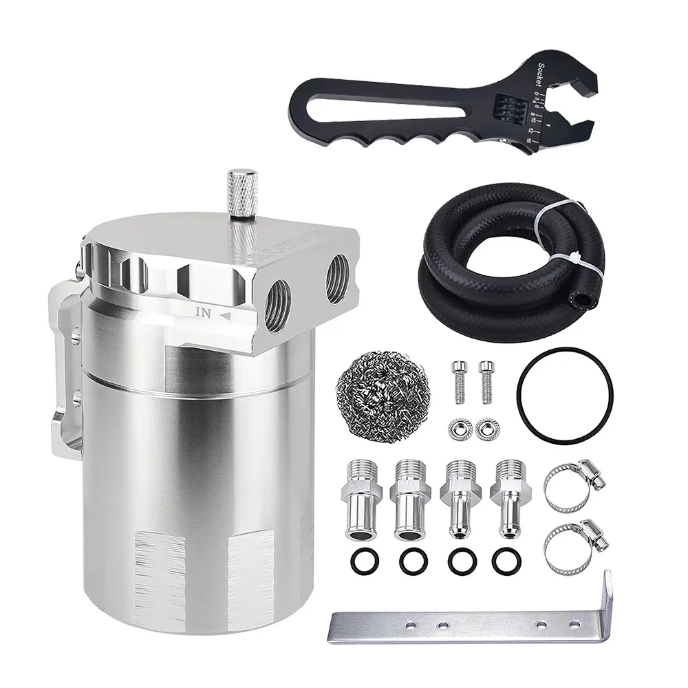 EVIL ENERGY Baffled Oil Catch Can Oil Separator Catch Can 300ml Universal Aluminum Black - Image 4