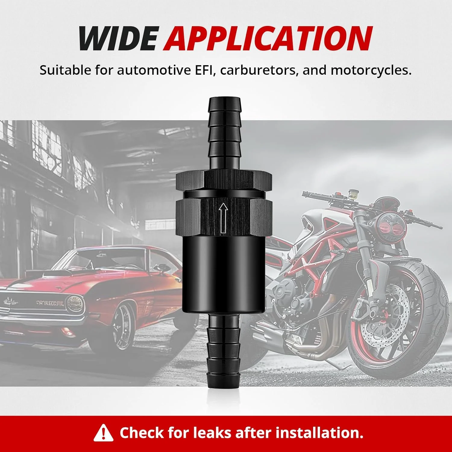 EVIL ENERGY 1/2inch,5/16inch,3/8inchBarb Billet Inline Fuel Filter 30 Micron Aluminum Black for Car EFI & Carb Fuel Systems - Image 13
