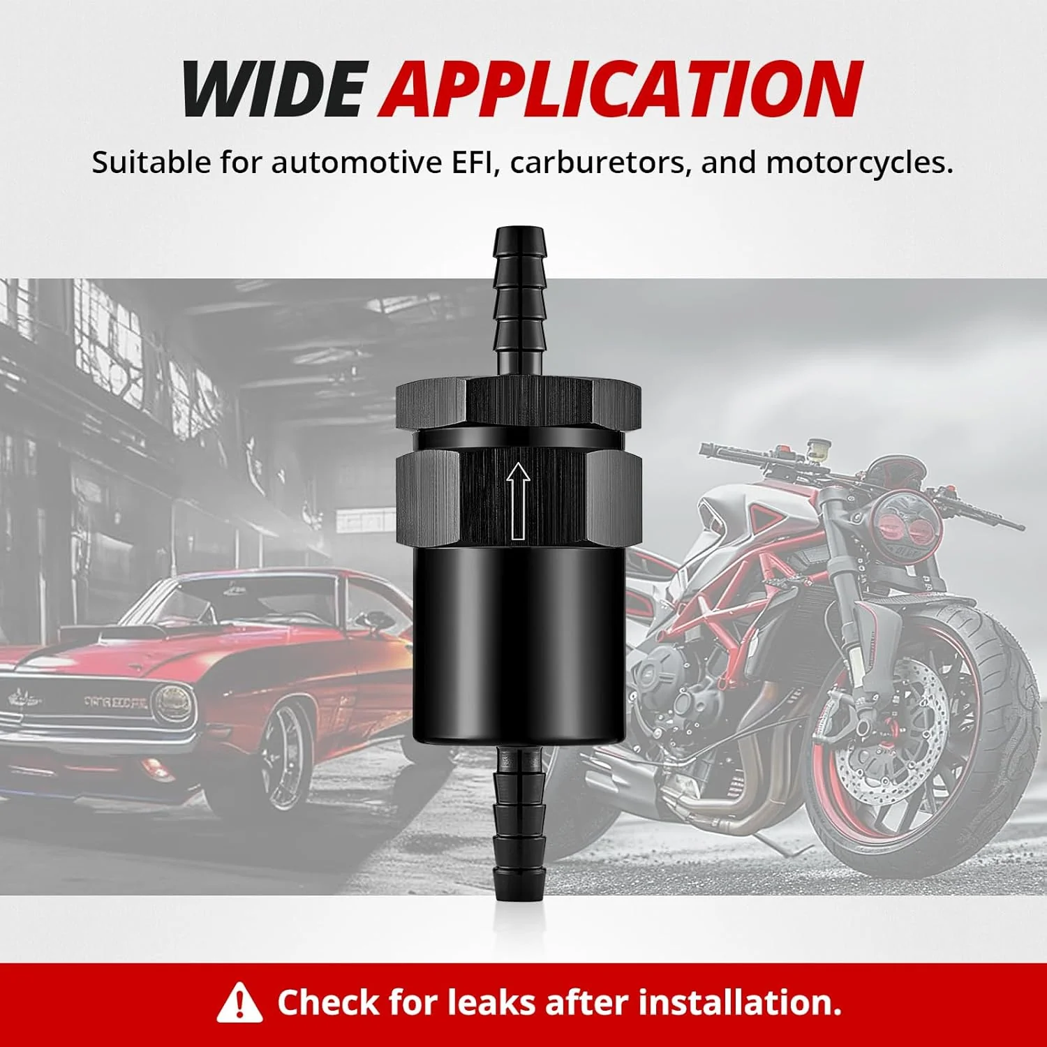 EVIL ENERGY 1/2inch,5/16inch,3/8inchBarb Billet Inline Fuel Filter 30 Micron Aluminum Black for Car EFI & Carb Fuel Systems - Image 14