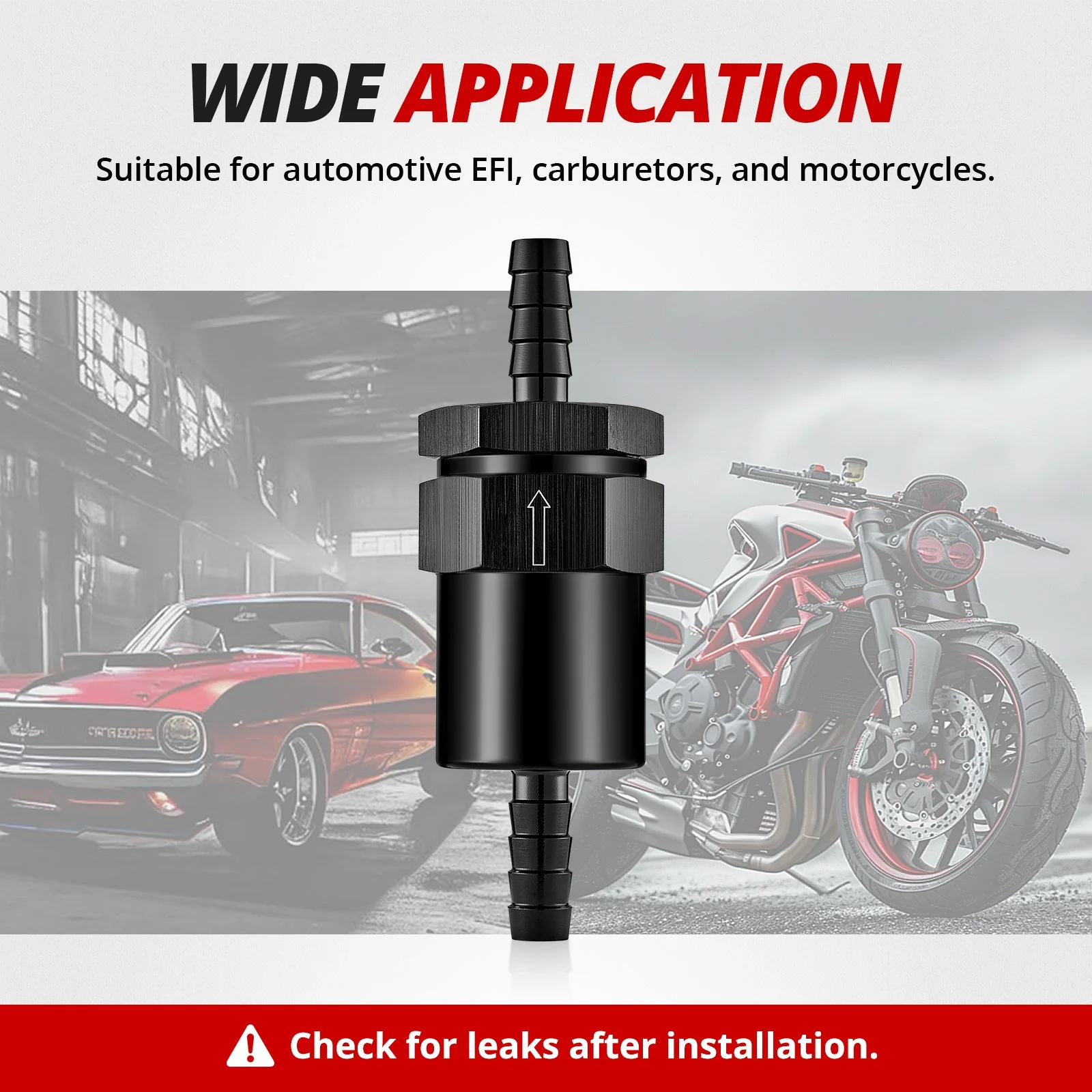EVIL ENERGY 1/2inch,5/16inch,3/8inchBarb Billet Inline Fuel Filter 30 Micron Aluminum Black for Car EFI & Carb Fuel Systems - Image 15