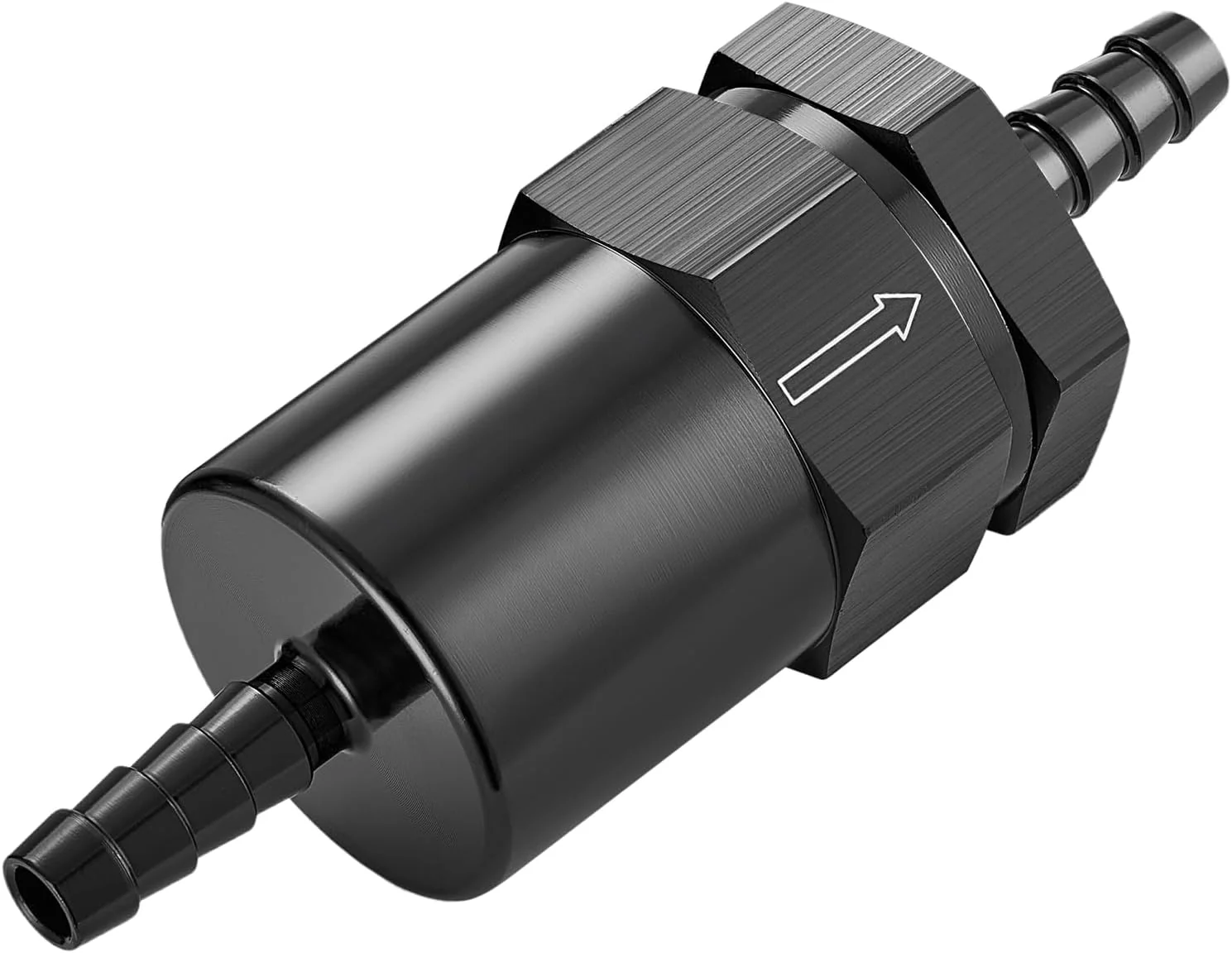 EVIL ENERGY 1/2inch,5/16inch,3/8inchBarb Billet Inline Fuel Filter 30 Micron Aluminum Black for Car EFI & Carb Fuel Systems - Image 3