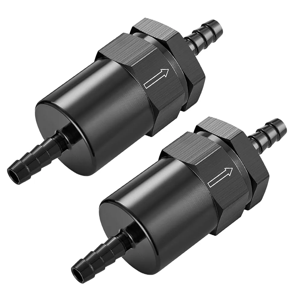 EVIL ENERGY 1/2inch,5/16inch,3/8inchBarb Billet Inline Fuel Filter 30 Micron Aluminum Black for Car EFI & Carb Fuel Systems - Image 4