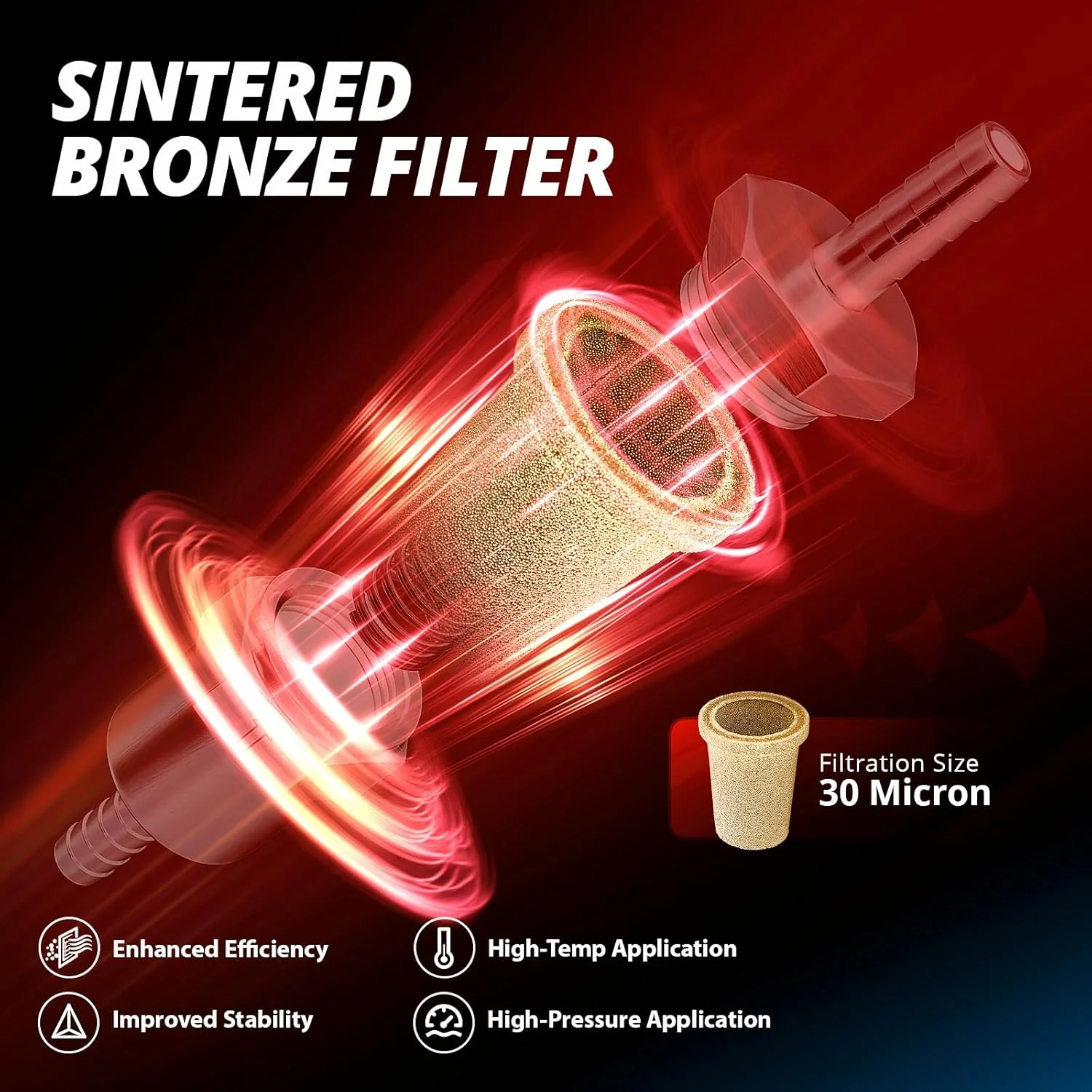 EVIL ENERGY 1/2inch,5/16inch,3/8inchBarb Billet Inline Fuel Filter 30 Micron Aluminum Black for Car EFI & Carb Fuel Systems - Image 9