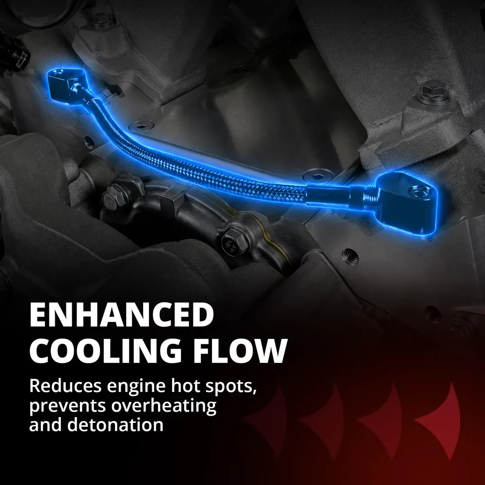 EVIL ENERGY LS Coolant Steam Port Crossover Kit for GM LS LS1 LSX LM7 LQ4 LS6 LQ9 Engines, Throttle Body Bypass Hose Kit with Black Cotton Braided Hose - Image 6