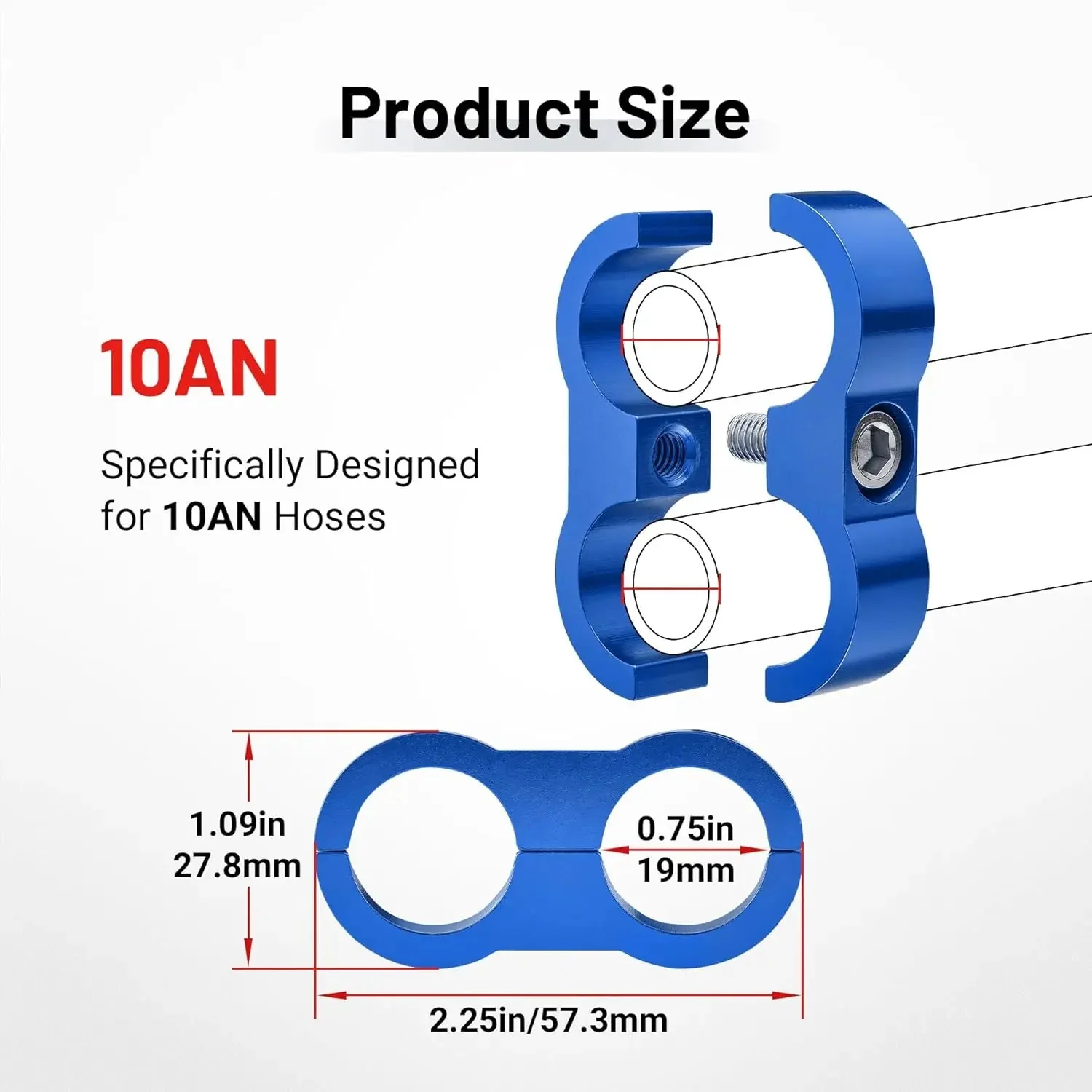 EVIL ENERGY 4/6/8/10AN Hose Separator Clamp, Fuel Line Mounting Clamp Aluminum 4PCS Blue - Image 10