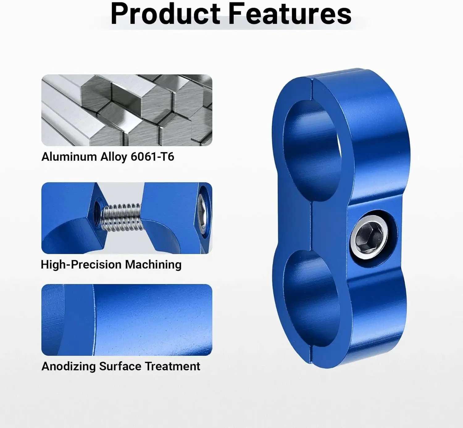 EVIL ENERGY 4/6/8/10AN Hose Separator Clamp, Fuel Line Mounting Clamp Aluminum 4PCS Blue - Image 12
