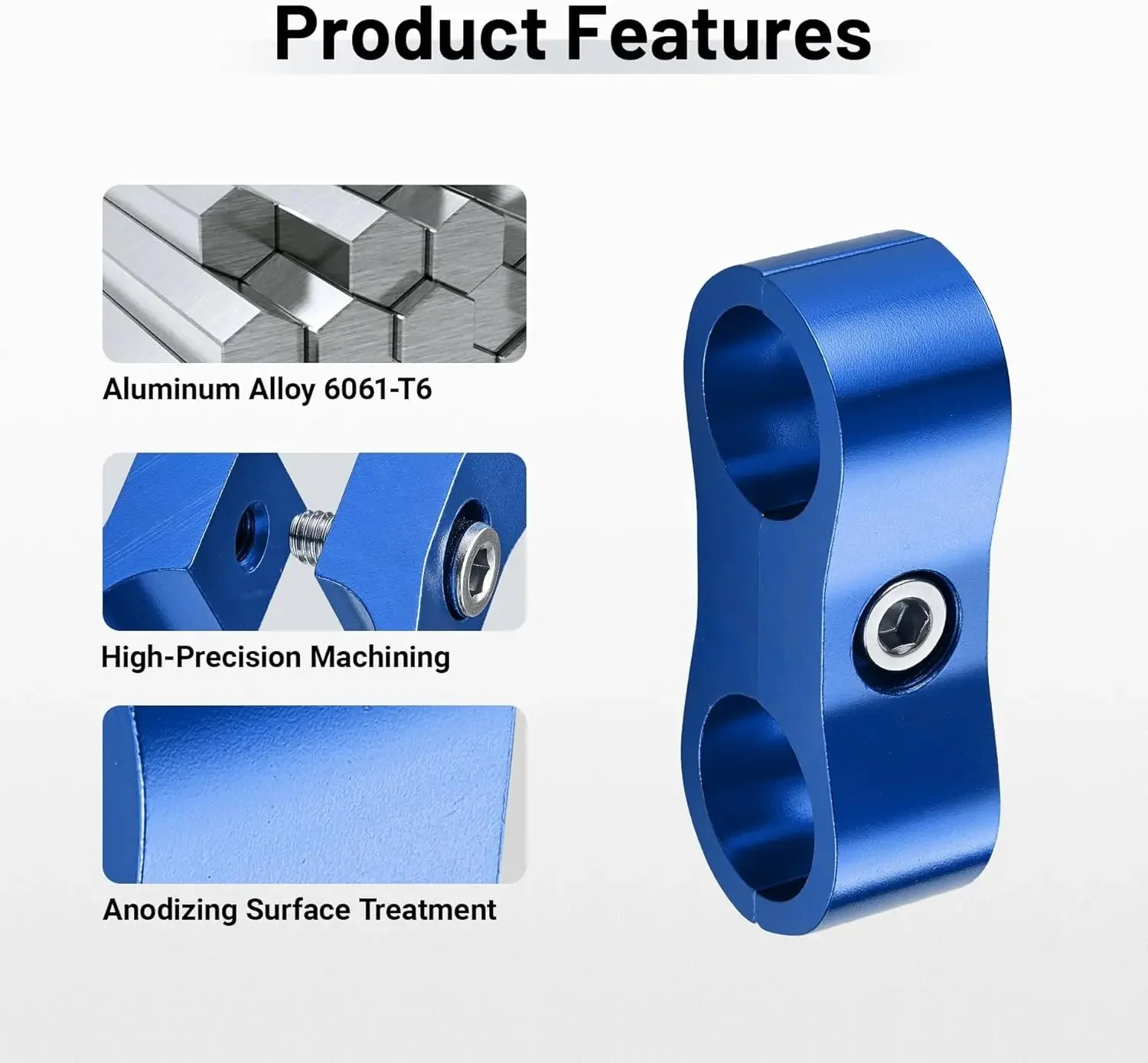 EVIL ENERGY 4/6/8/10AN Hose Separator Clamp, Fuel Line Mounting Clamp Aluminum 4PCS Blue - Image 19
