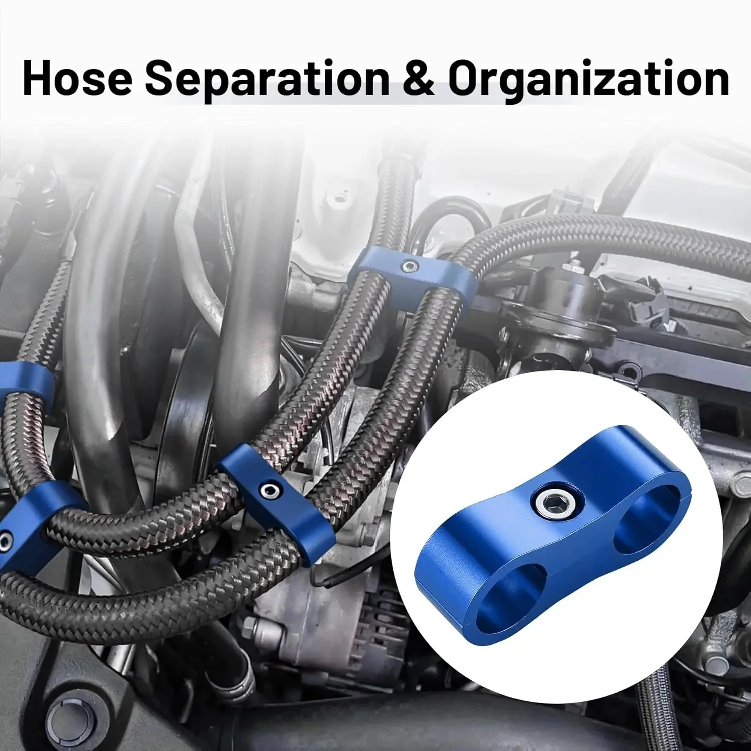 EVIL ENERGY 4/6/8/10AN Hose Separator Clamp, Fuel Line Mounting Clamp Aluminum 4PCS Blue - Image 21