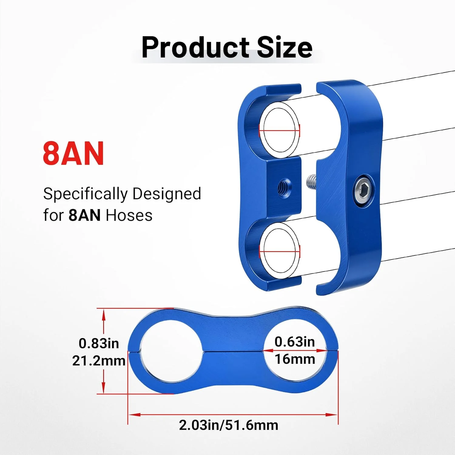 EVIL ENERGY 4/6/8/10AN Hose Separator Clamp, Fuel Line Mounting Clamp Aluminum 4PCS Blue - Image 24