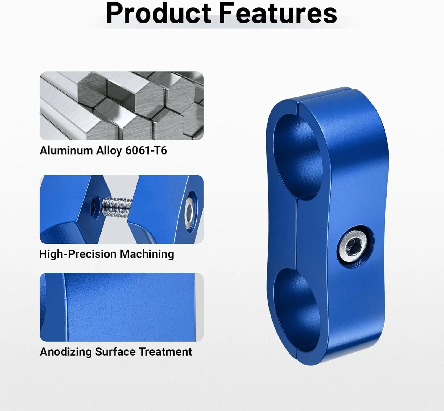 EVIL ENERGY 4/6/8/10AN Hose Separator Clamp, Fuel Line Mounting Clamp Aluminum 4PCS Blue - Image 26