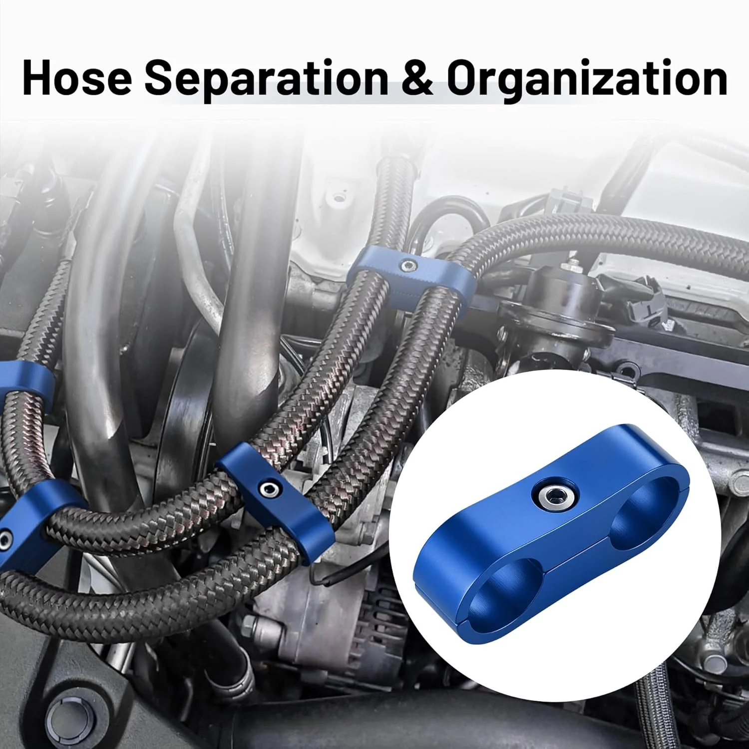 EVIL ENERGY 4/6/8/10AN Hose Separator Clamp, Fuel Line Mounting Clamp Aluminum 4PCS Blue - Image 28