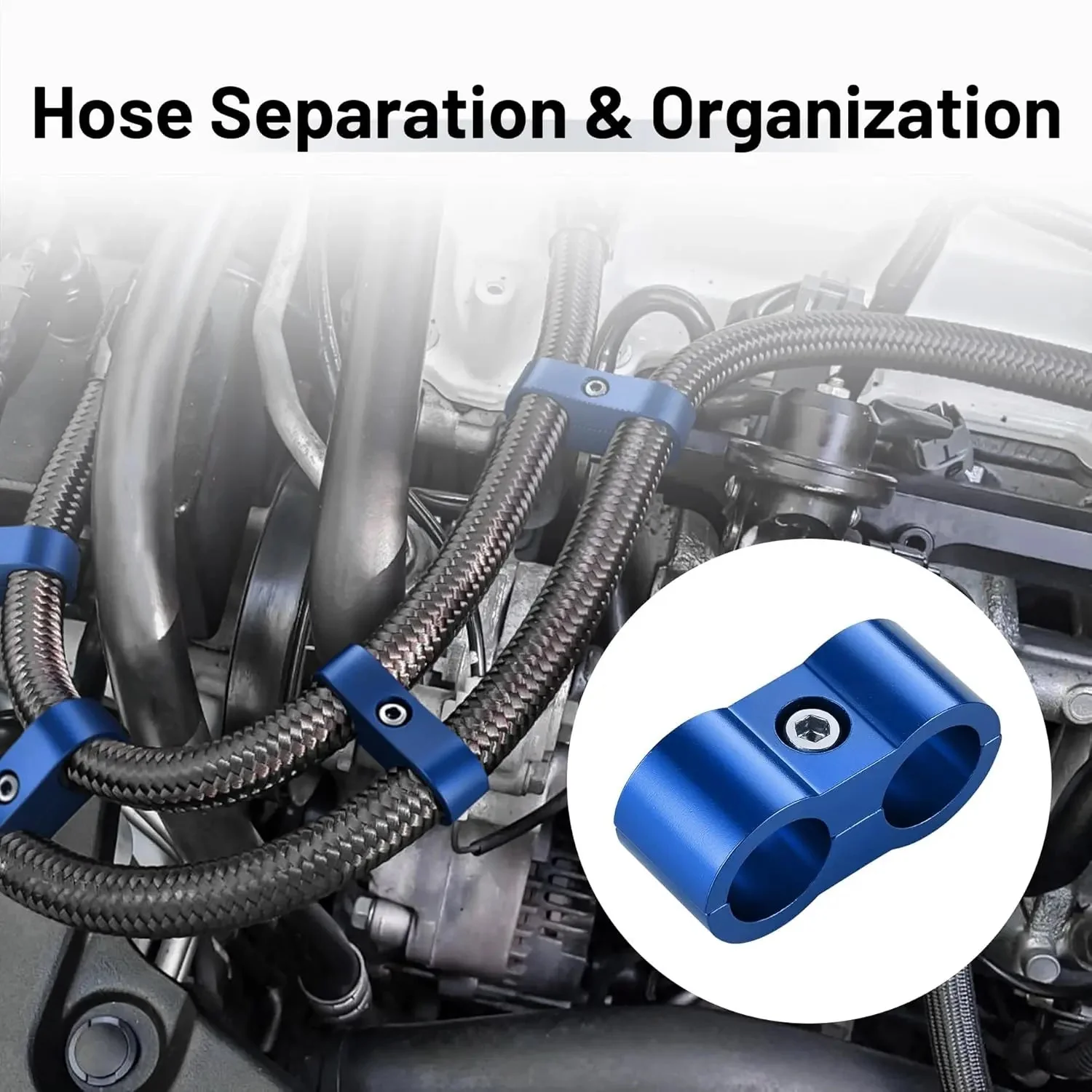EVIL ENERGY 4/6/8/10AN Hose Separator Clamp, Fuel Line Mounting Clamp Aluminum 4PCS Blue - Image 7
