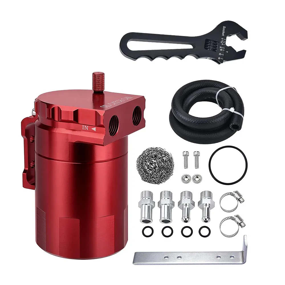 EVIL ENERGY Baffled Oil Catch Can Oil Separator Catch Can with Breather Filter 300ml Universal Aluminum 3/8-inch ID 2.6FT/5FT NBR Fuel Hose Kit - Image 15