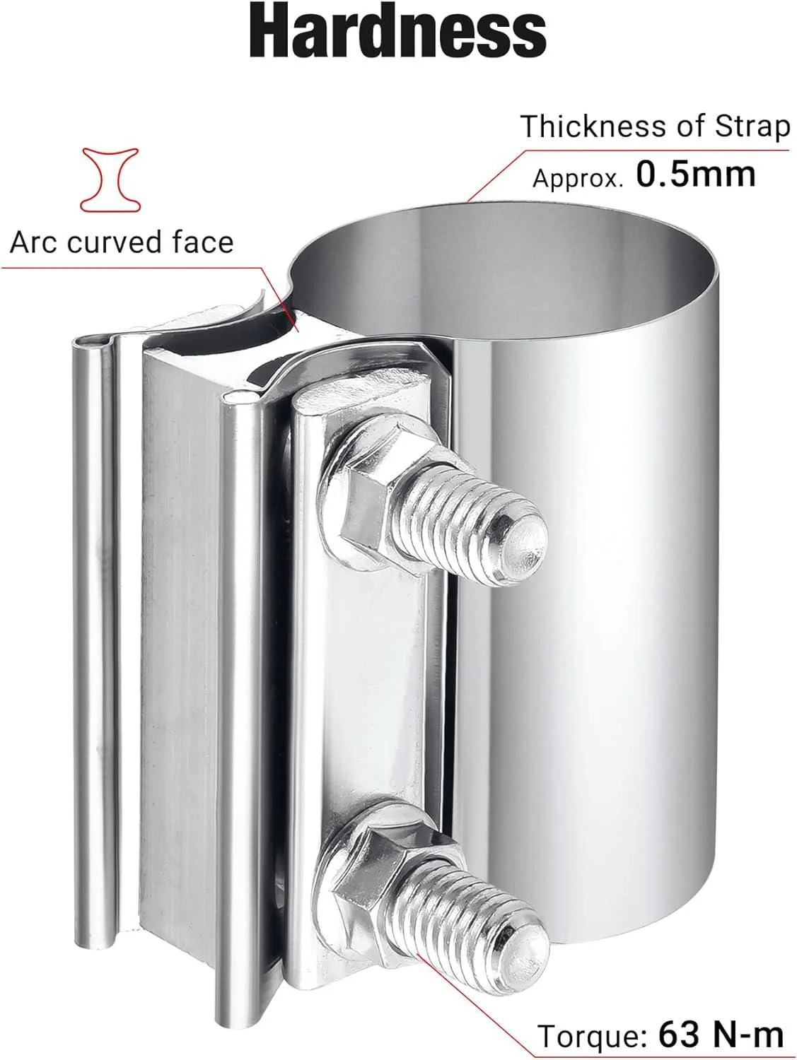 EVIL ENERGY Exhaust Clamp Butt Joint Band Clamp Sleeve Coupler Stainless Steel (1.75-5.0 Inch ) - Image 14