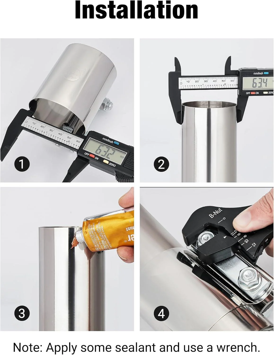 EVIL ENERGY Exhaust Clamp Butt Joint Band Clamp Sleeve Coupler Stainless Steel (1.75-5.0 Inch ) - Image 16