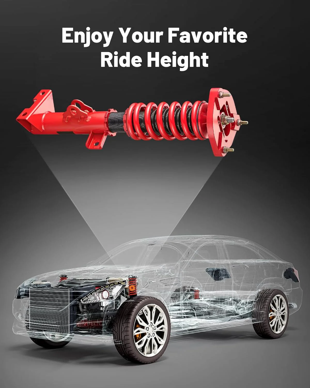 EVIL ENERGY Coilovers Compatible for Mercedes Benz W204 C-Class 2008-2014 RWD C180, C200, C220, C250, C300, Height Adjustable Lowering Kit, Twin-Tube Coilover Suspension Kit for Comfortable Ride, Red - Image 8