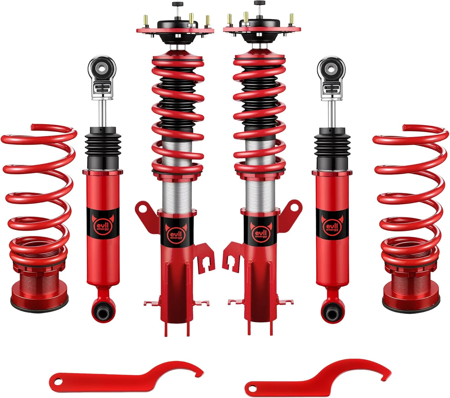 EVIL ENERGY Coilovers Compatible for Nissan Sentra B16 2007-2012, Height Adjustable Coilovers Lowering Kit with 32-Level Damper Adjustment, Coilovers Suspension Kit, Red