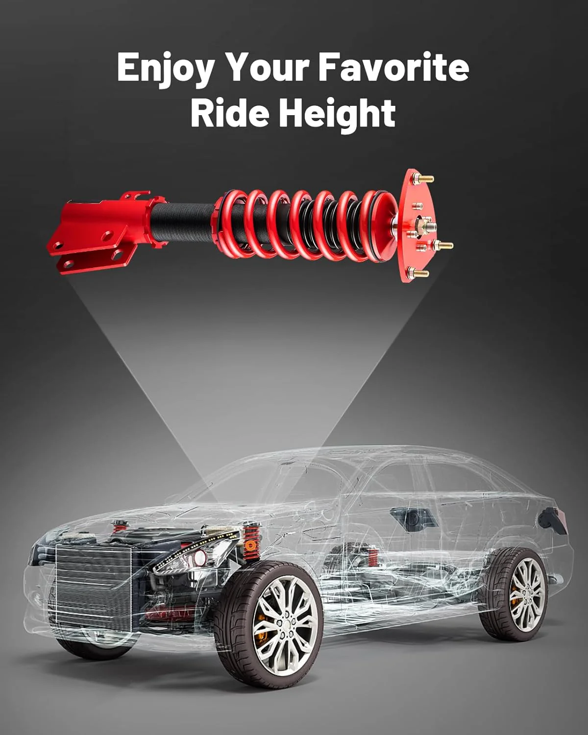 EVIL ENERGY Coilovers Compatible for Scion XB 2004-2006 US Model, for Toyota Echo 2000-2005, Height Adjustable Lowering Kit, Twin-Tube Coilover Suspension Kit for Comfortable Ride, Red - Image 8
