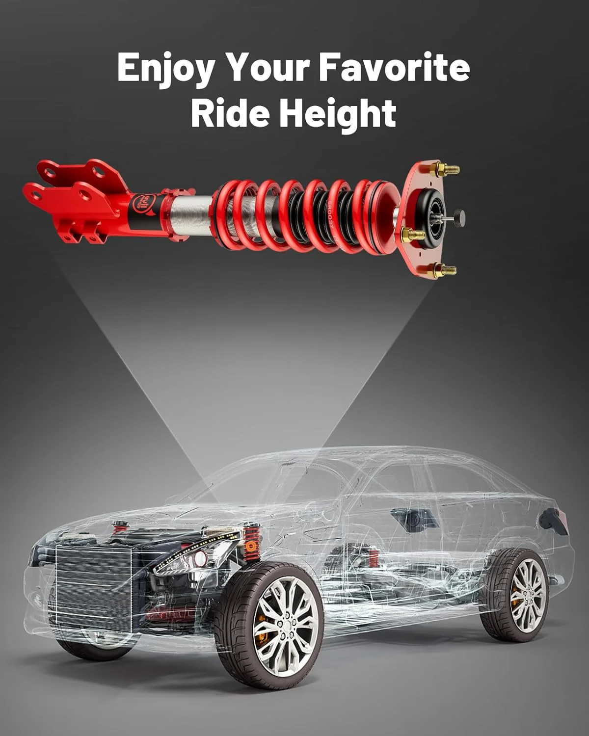 EVIL ENERGY Coilovers for Hyundai Elantra Sedan (AD) 2017-2020, Height Adjustable Coilovers Kit with 32-Level Damper Adjustment, Red - Image 8