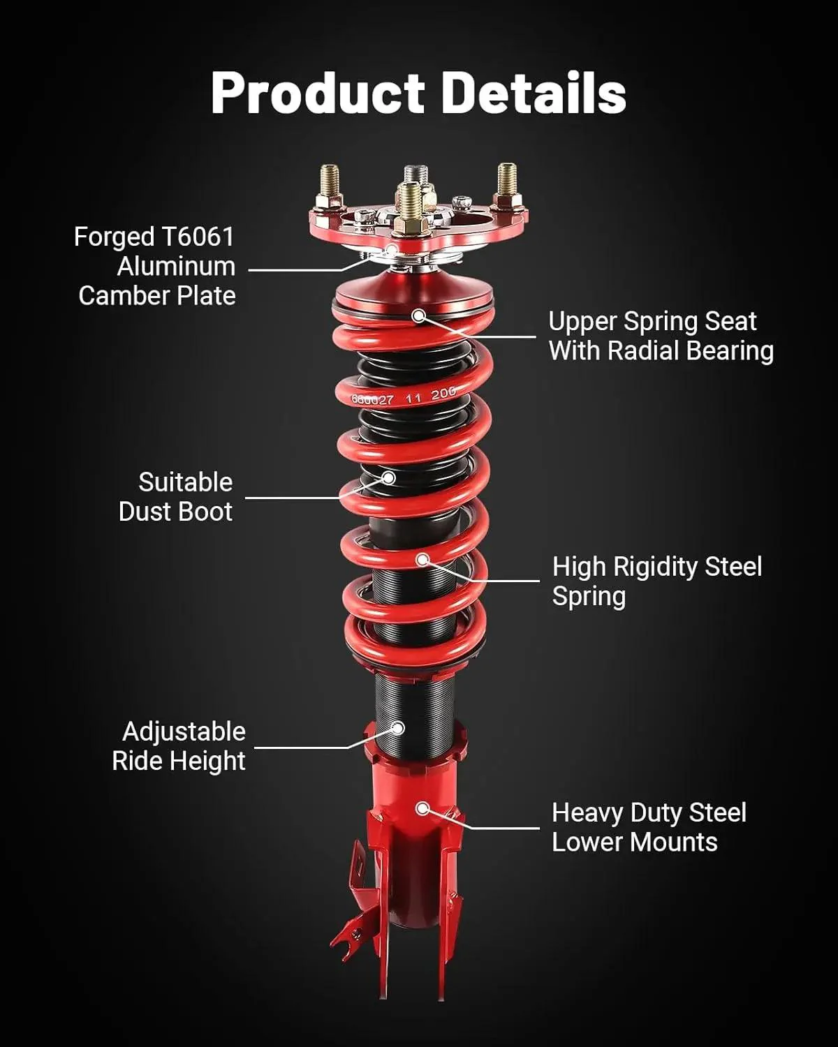 2006-2011 Honda Civic/2006-2011 Acura CSX Coilover Shock Absorbers 4PCS - Image 6