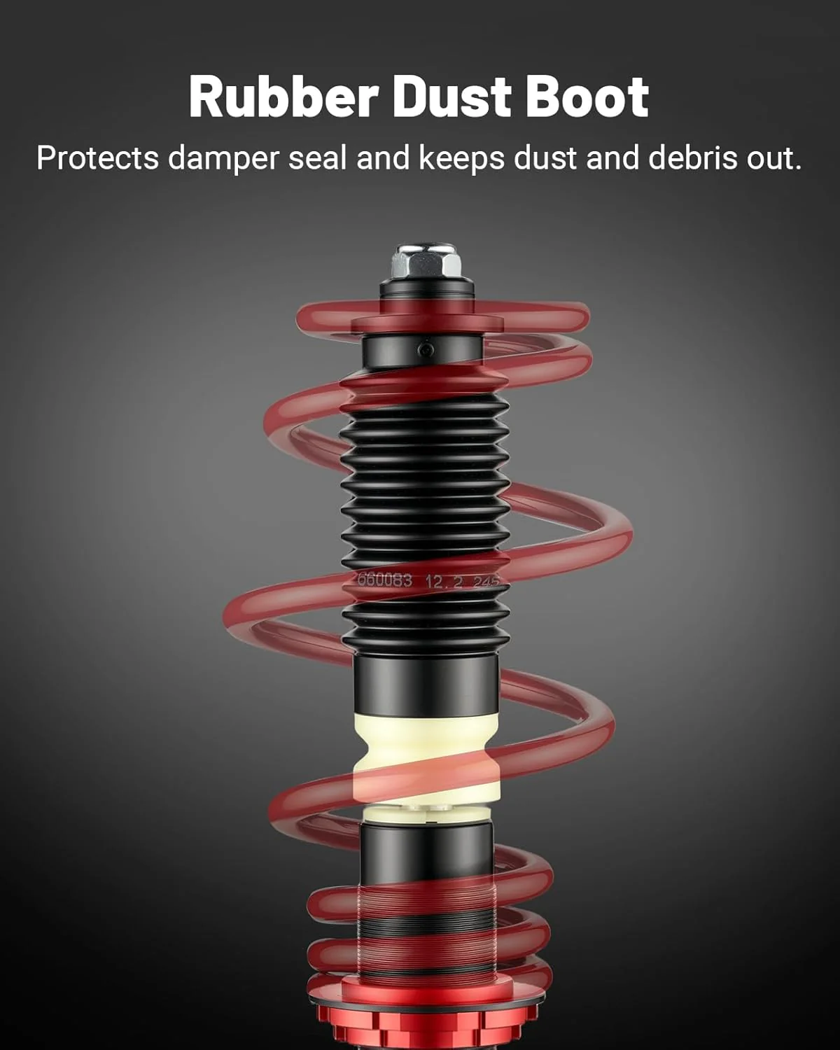 EVIL ENERGY Performance Coilover Kit | Fits 2006-2014 VW GTI/Rabbit/Jetta MK5/MK6 & Audi A3 8P/TT (FWD) | 2-4 Inch Adjustable Lowering | 60,000+ Cycle Twin-Tube Suspension | Red - Image 3