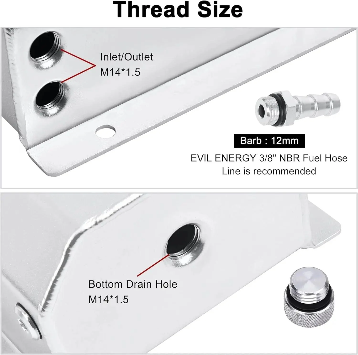 EVIL ENERGY Overflow Tank Coolant Radiator Tank Reservoir Expansion Universal Aluminum 1L/2L - Image 17