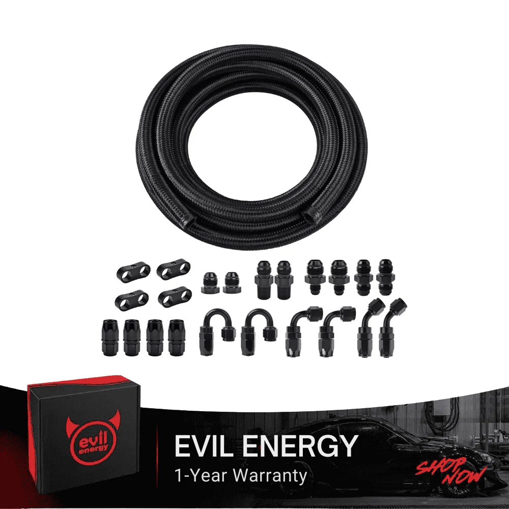 EVIL ENERGY 20FT CPE Fuel Line Kit, AN4/6/8/10 Nylon Braided Fuel Line Hose with Fittings Kit - Image 2