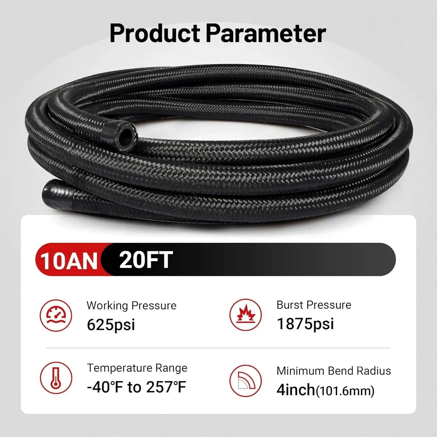 EVIL ENERGY Fuel Line Kit - 20FT CPE Nylon Braided Fuel Hose with Black & Red Swivel Hose Fittings (12PCS Kit) - Image 15