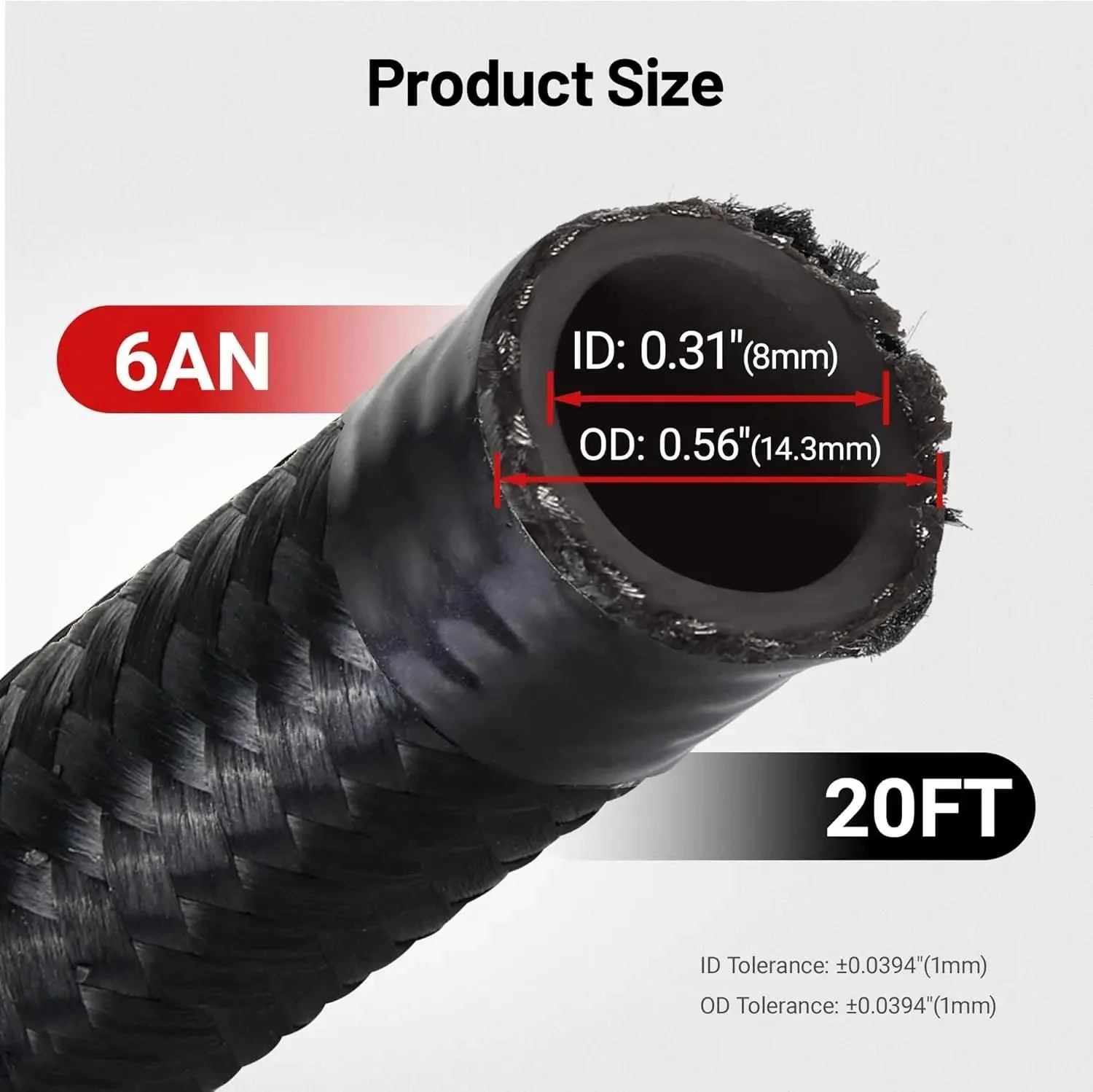 EVIL ENERGY Fuel Line Kit - 20FT CPE Nylon Braided Fuel Hose with Black & Red Swivel Hose Fittings (12PCS Kit) - Image 7