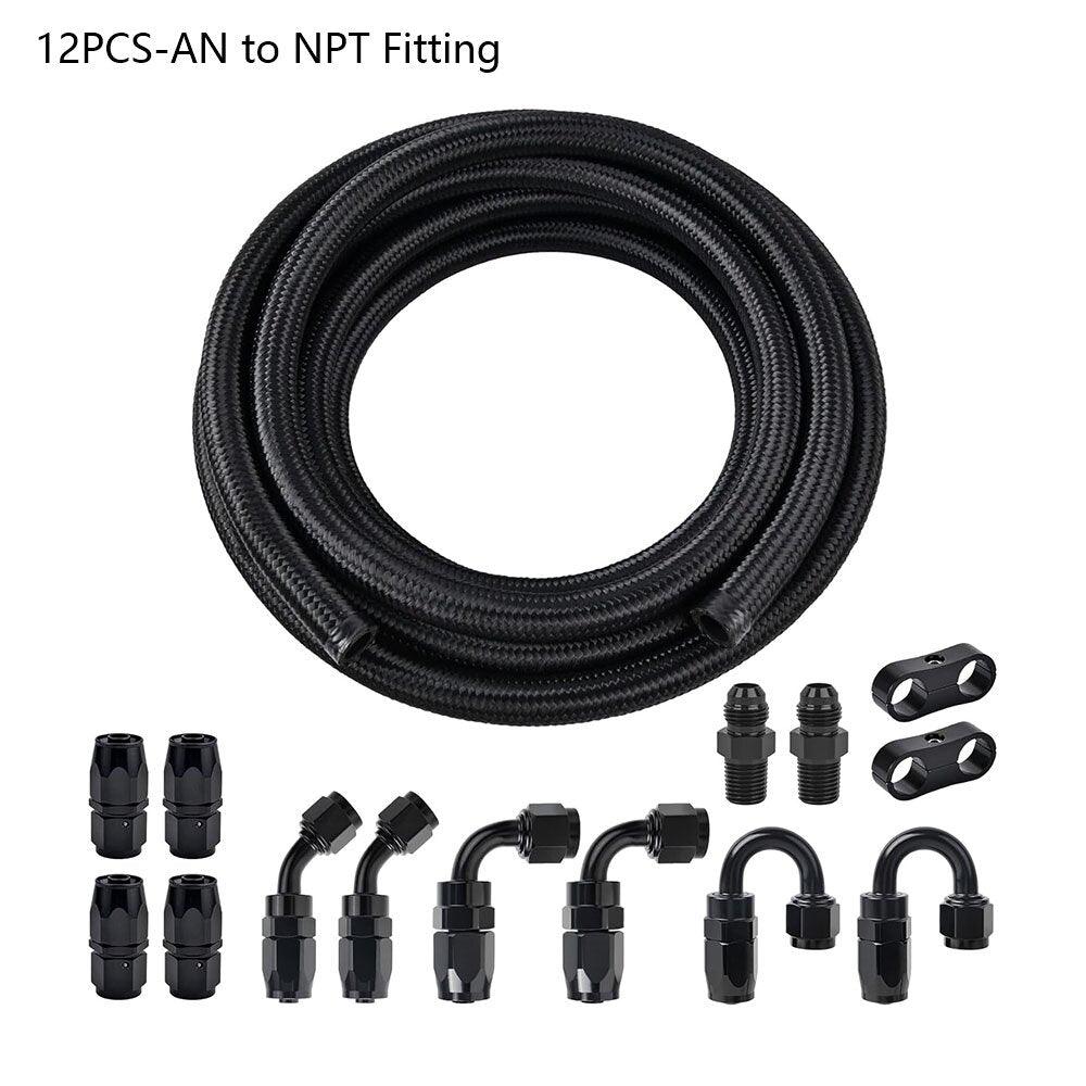 EVIL ENERGY Fuel Line and Fittings Kit Braided Nylon Fuel Hose CPE Black&Red 4/6/8/10/12AN| 10-20FT - Image 8