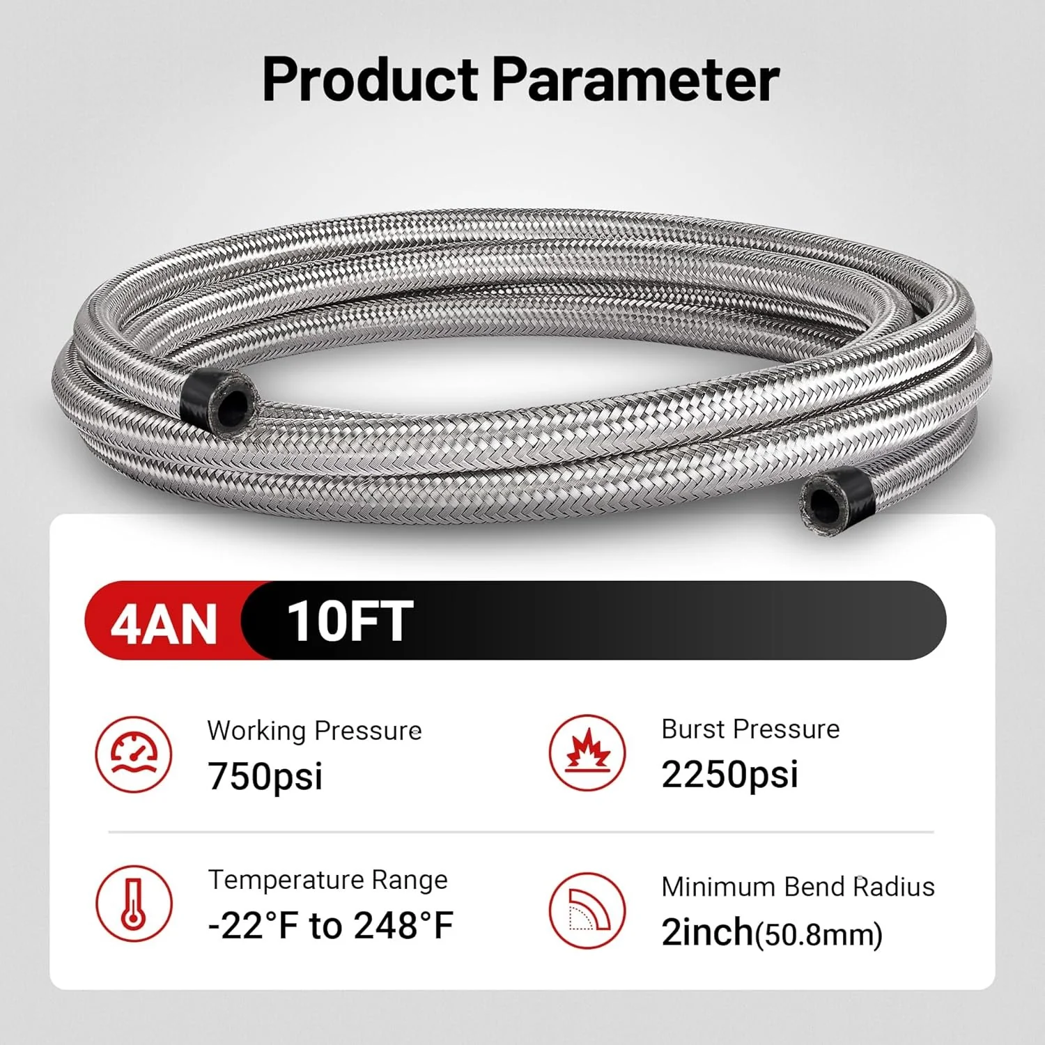 EVIL ENERGY 4/6/8/10/12AN CPE Fuel Line Kit Braided Nylon Fuel Hose 10FT Silver - Image 10