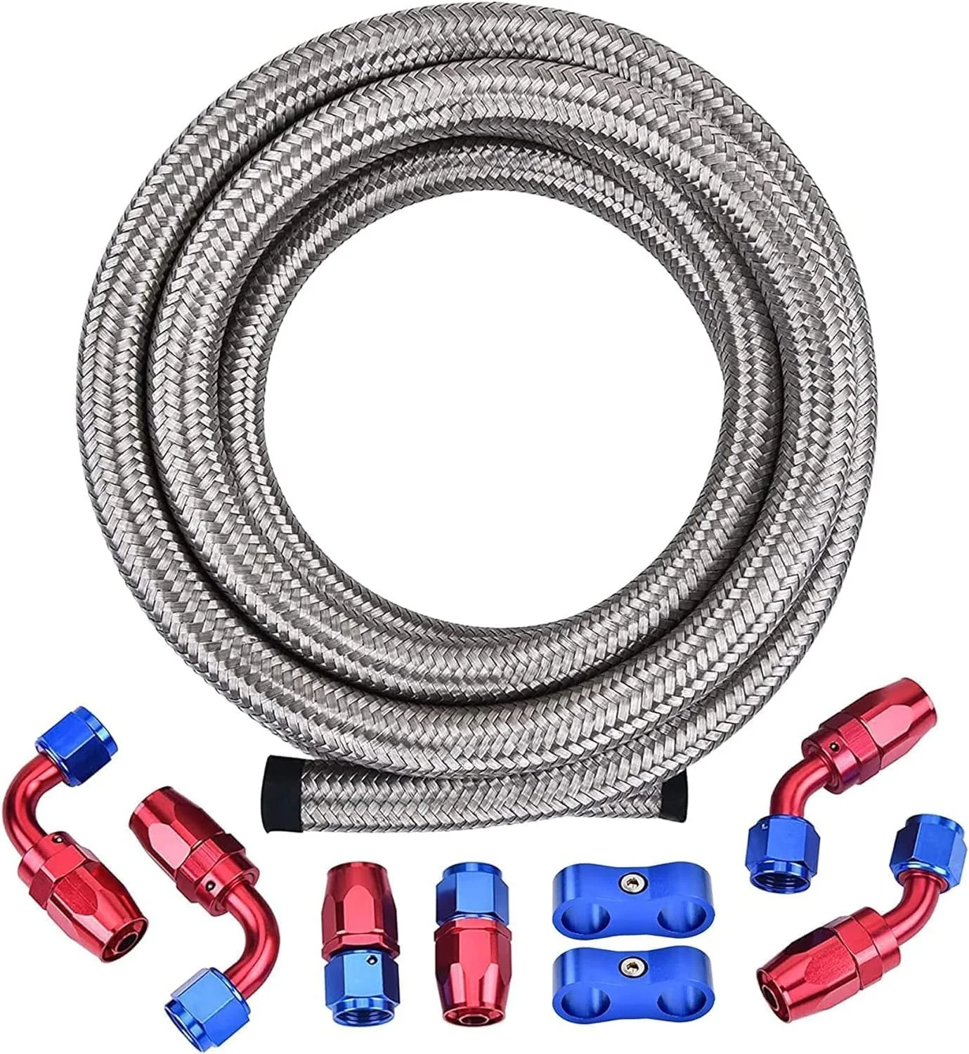 EVIL ENERGY 4/6/8/10/12AN CPE Fuel Line Kit Braided Nylon Fuel Hose 10FT Silver - Image 13