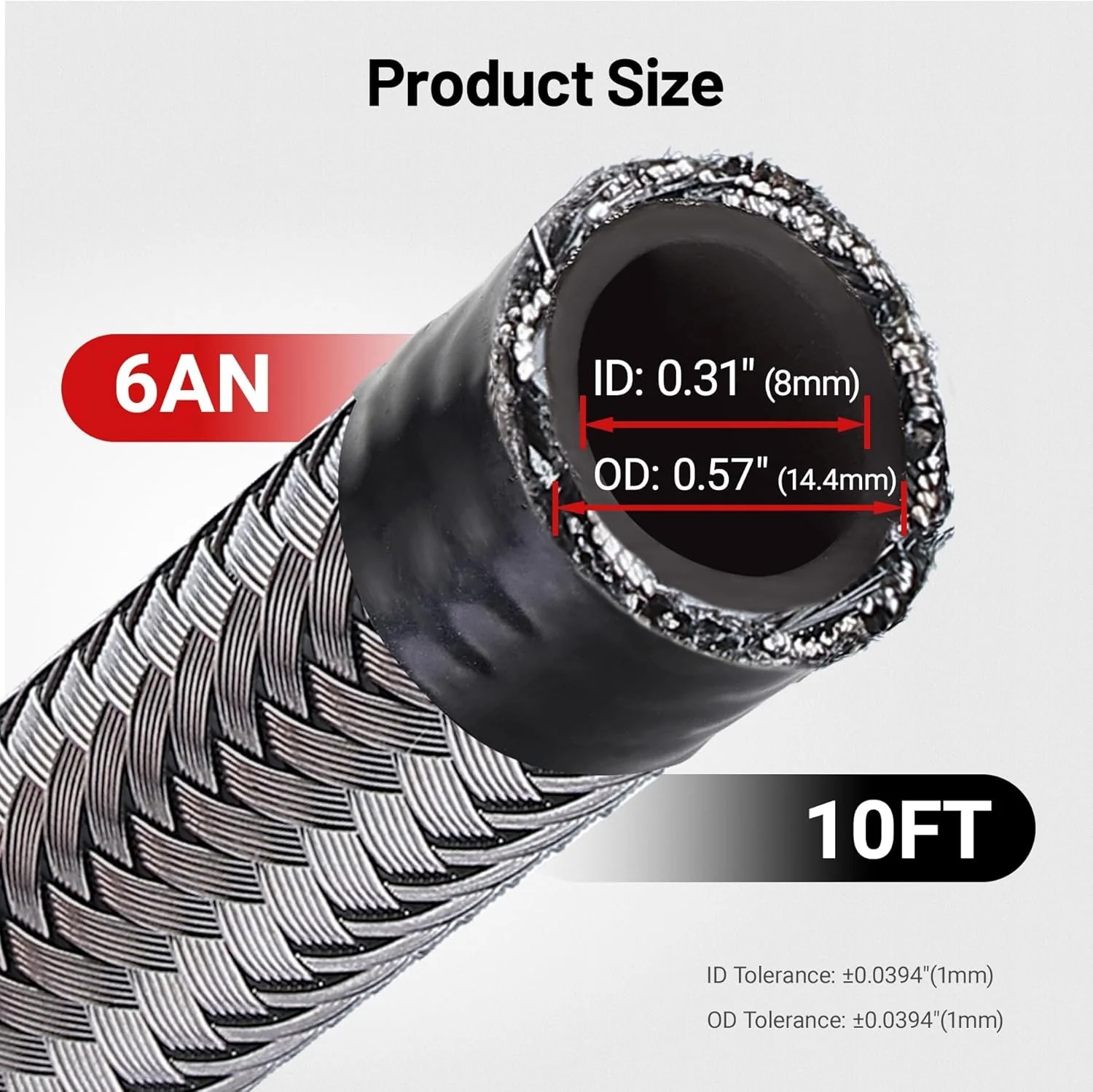 EVIL ENERGY 4/6/8/10/12AN CPE Fuel Line Kit Braided Nylon Fuel Hose 10FT Silver - Image 4