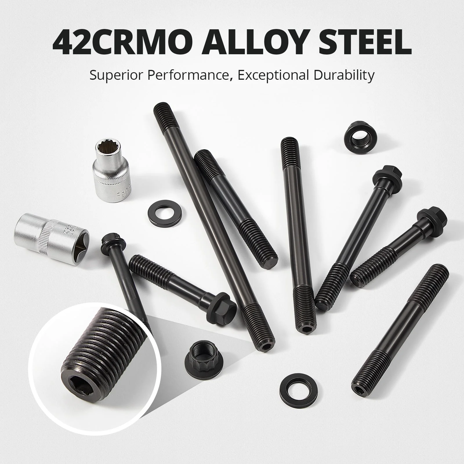 EVIL ENERGY Cylinder Head Bolt Kit 42CrMo Steel 210K PSI Compatible with SB Ford 289-302, 1963-1969 4.7L/289 & 1968-2001 5.0L/302 Engines - Image 5