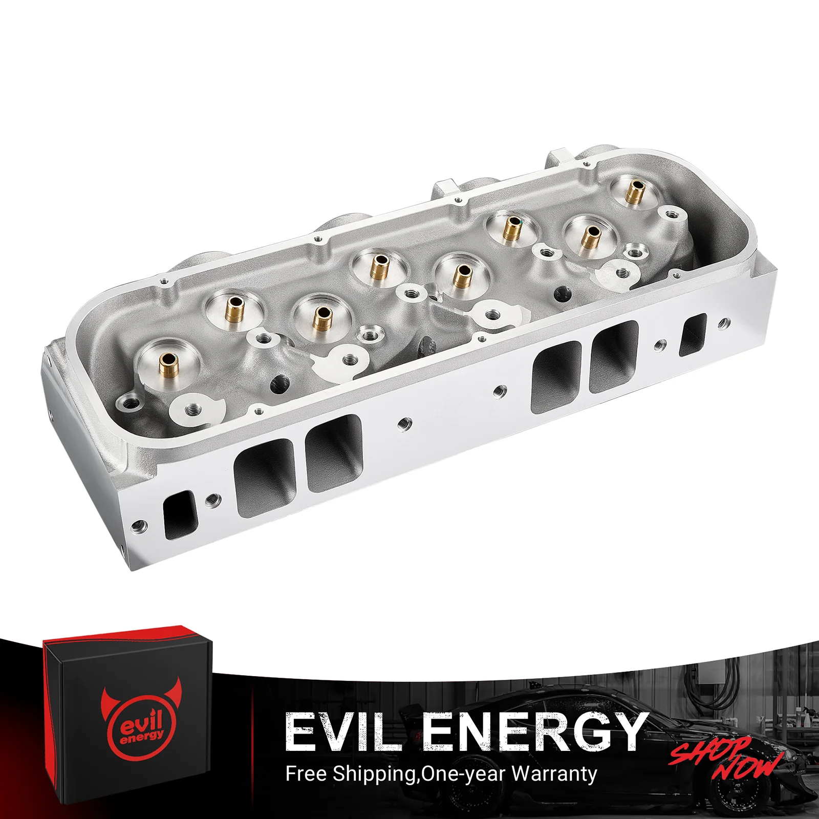 EVIL ENERGY Cast Aluminum Cylinder Head for BBC Engines (Angled Plug) – 325cc Ports, Fits 1965-2000 Chevy Big Block V8 (396/427/454/502), Boosts Power