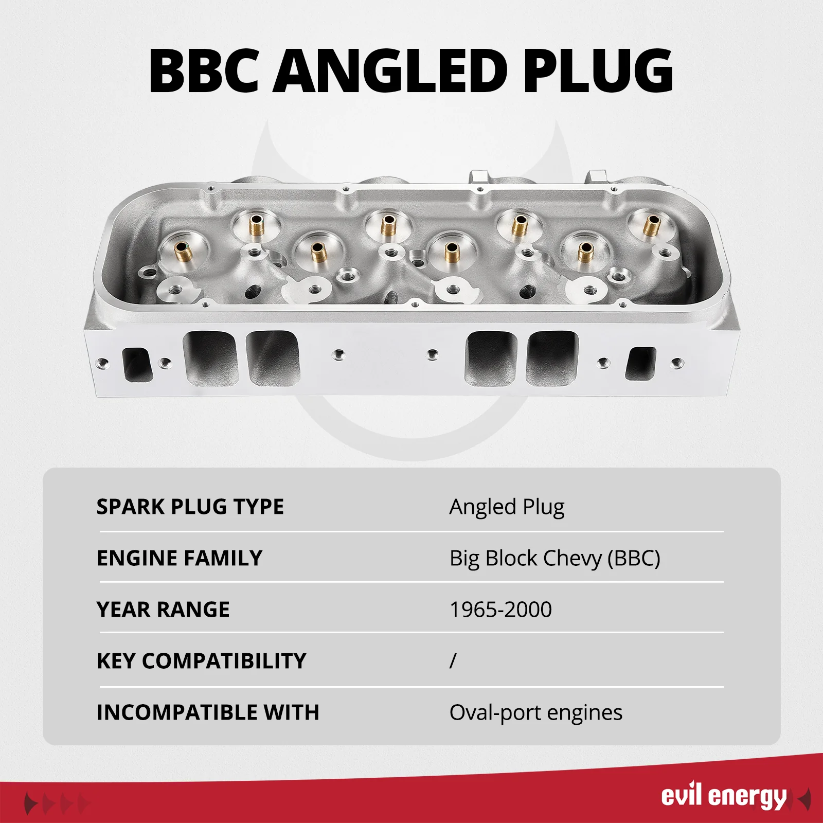 EVIL ENERGY Cast Aluminum Cylinder Head for BBC Engines (Angled Plug) – 325cc Ports, Fits 1965-2000 Chevy Big Block V8 (396/427/454/502), Boosts Power - Image 6
